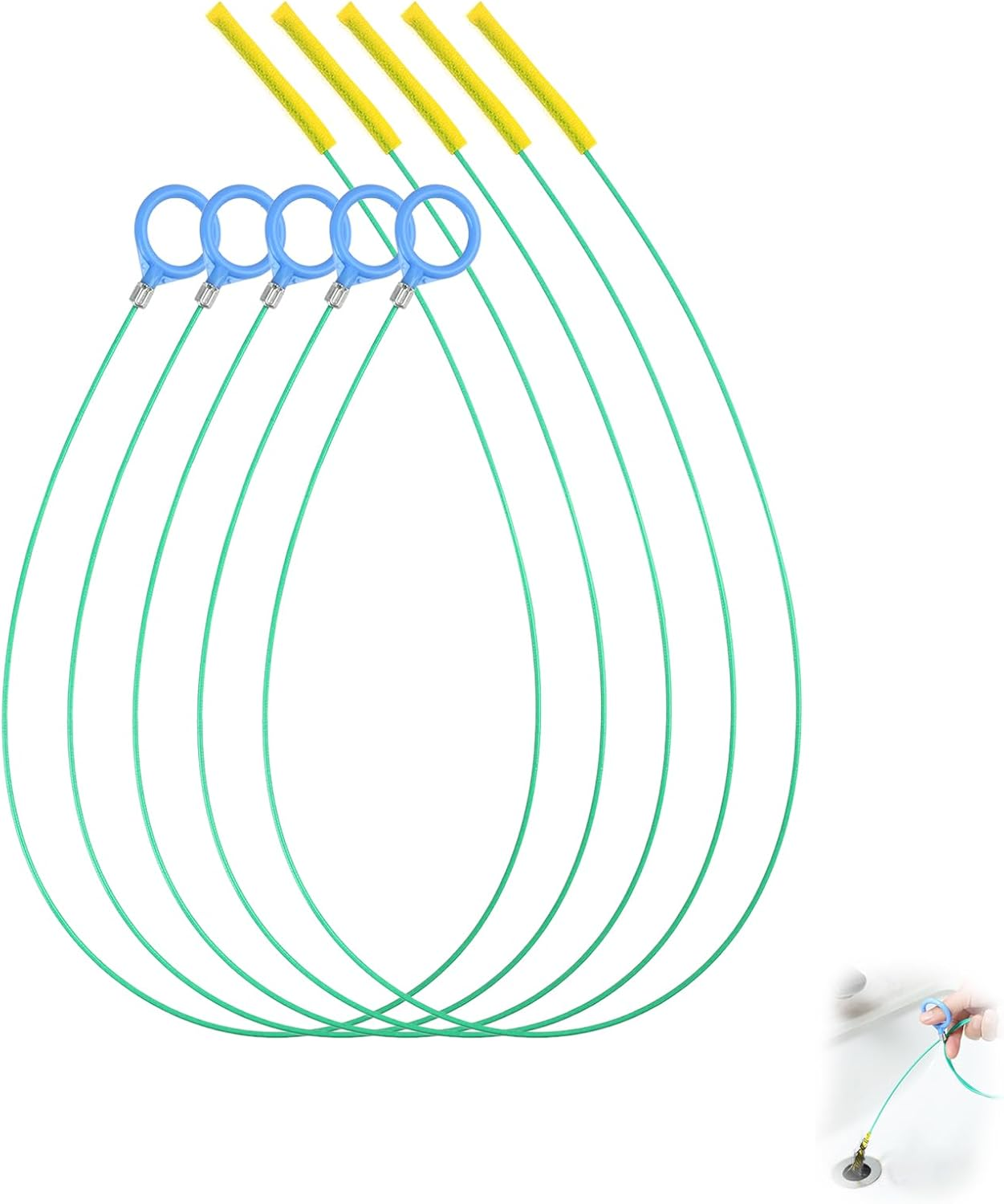 5 Pieces Drain Cleaner Spiral 90 Cm Anti-Break Steel Pipe Cleaner Spiral with Nylon Coating Drain Snake for Bathroom Kitchen Sink image number 3