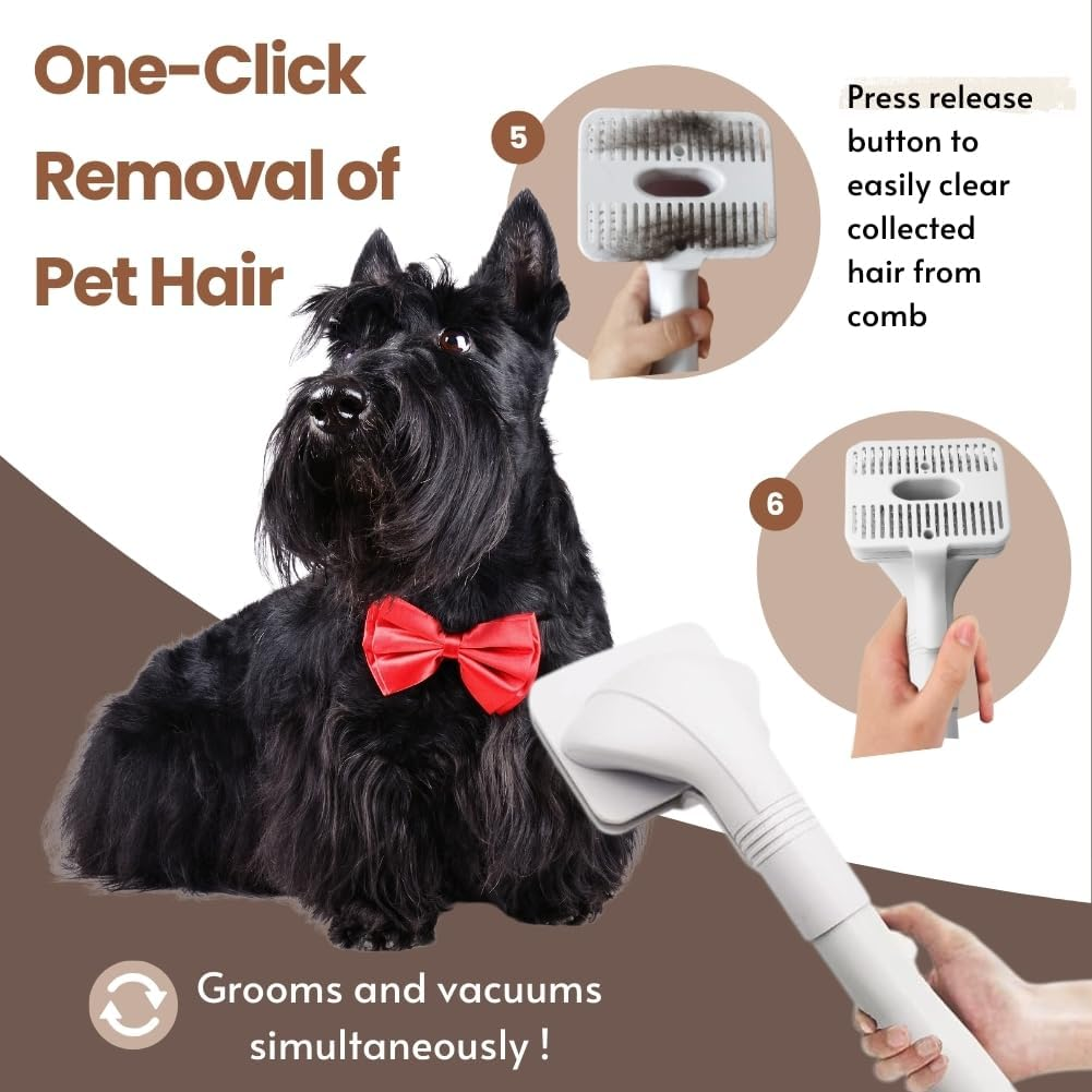 Dog Cat Brush for Shedding and Grooming,Self Cleaning Slicker Brush,Massage the Skin,Easy to Clean Comb for Long or Short Haired Pets,Use with Vacuum,Compatible with Vac 32Mm&35Mm image number 3