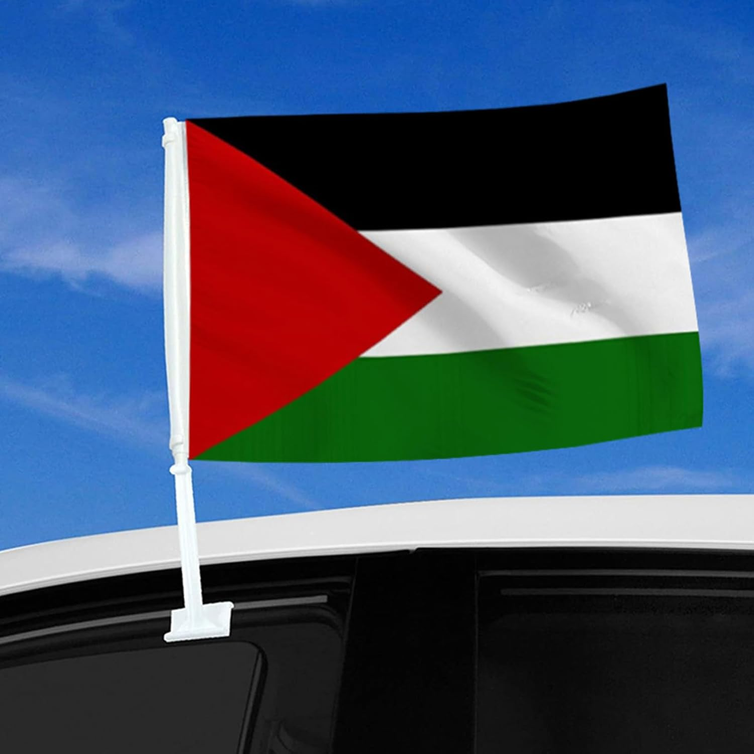 Palestine Flag for Car, 2Pcs 12"X18" Palestine Car Flags with Flagpole, Fade Resistant Palestinian National Flags for Patriotic Events, Parades & Sports Events image number 2