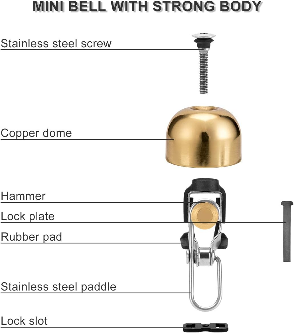 ROCKBROS Bike Bell Classic Bicycle Bell for Bike Ring Bell with Loud Sound Bells for Road Mountain Bike Handlebars Adults image number 2