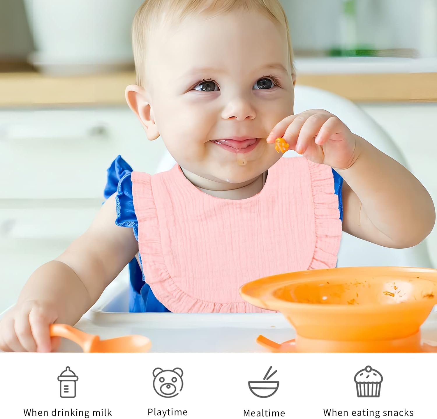 Baby Drool Bibs Muslin Bibs Adjustable Baby Drooling Bibs Soft Cotton Baby Bibs for Boys Girls Unisex image number 5