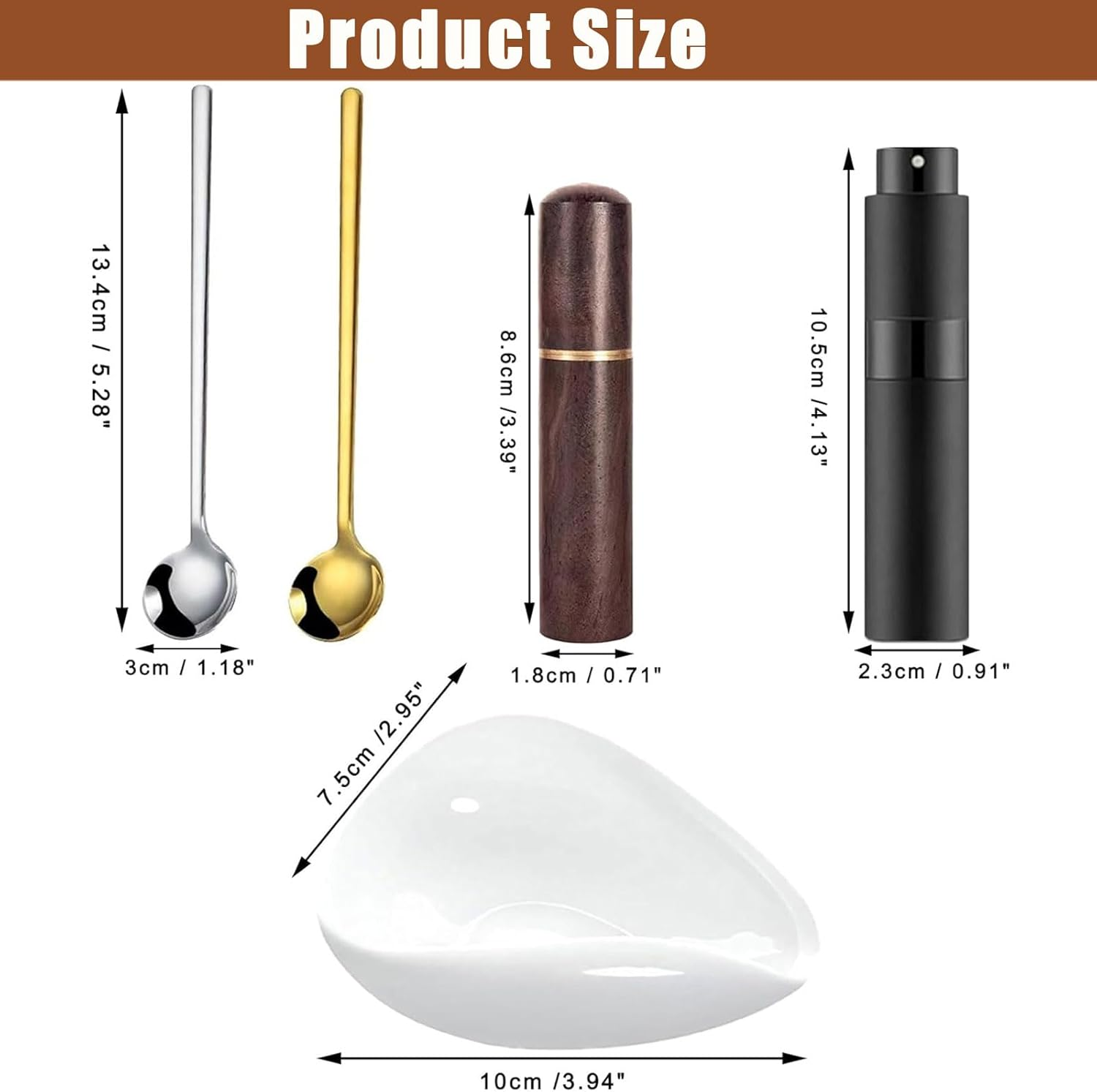 5 Pieces Coffee Bean Dosing Cups and Spray Bottles, Espresso Mixing Tool, Teaspoon, Ceramic Dosing Bowl, Coffee Accessories for Teahouse, Hotel, Dining Room and Espresso Lovers image number 4