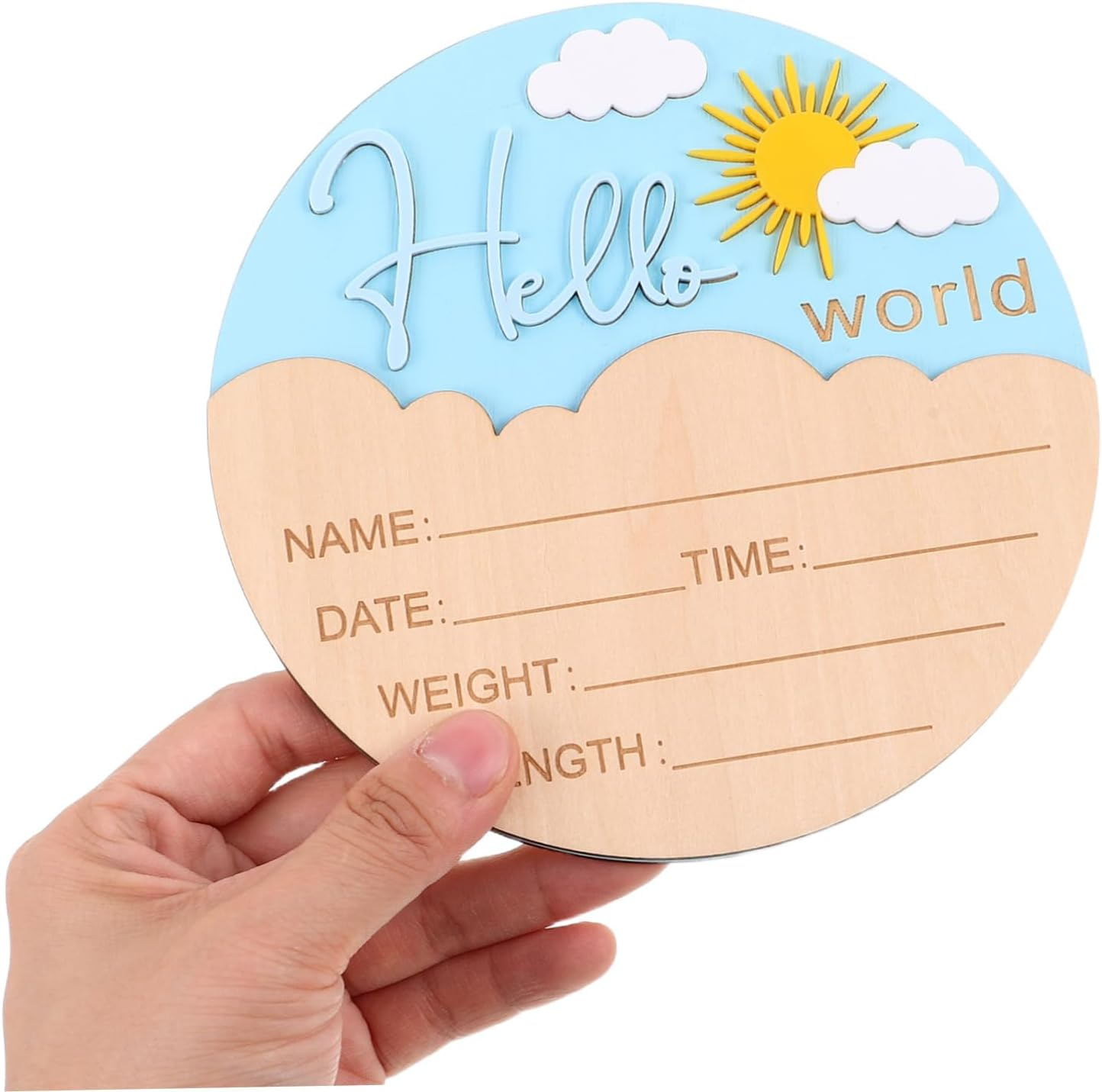 GALPADA Wooden Newborn Announcement Sign for Boys and Durable Photo Prop Plaque for Shower and Nursery Gender Neutral Birth Name Keepsake Compact Lightweight Design - Assorted Color image number 4