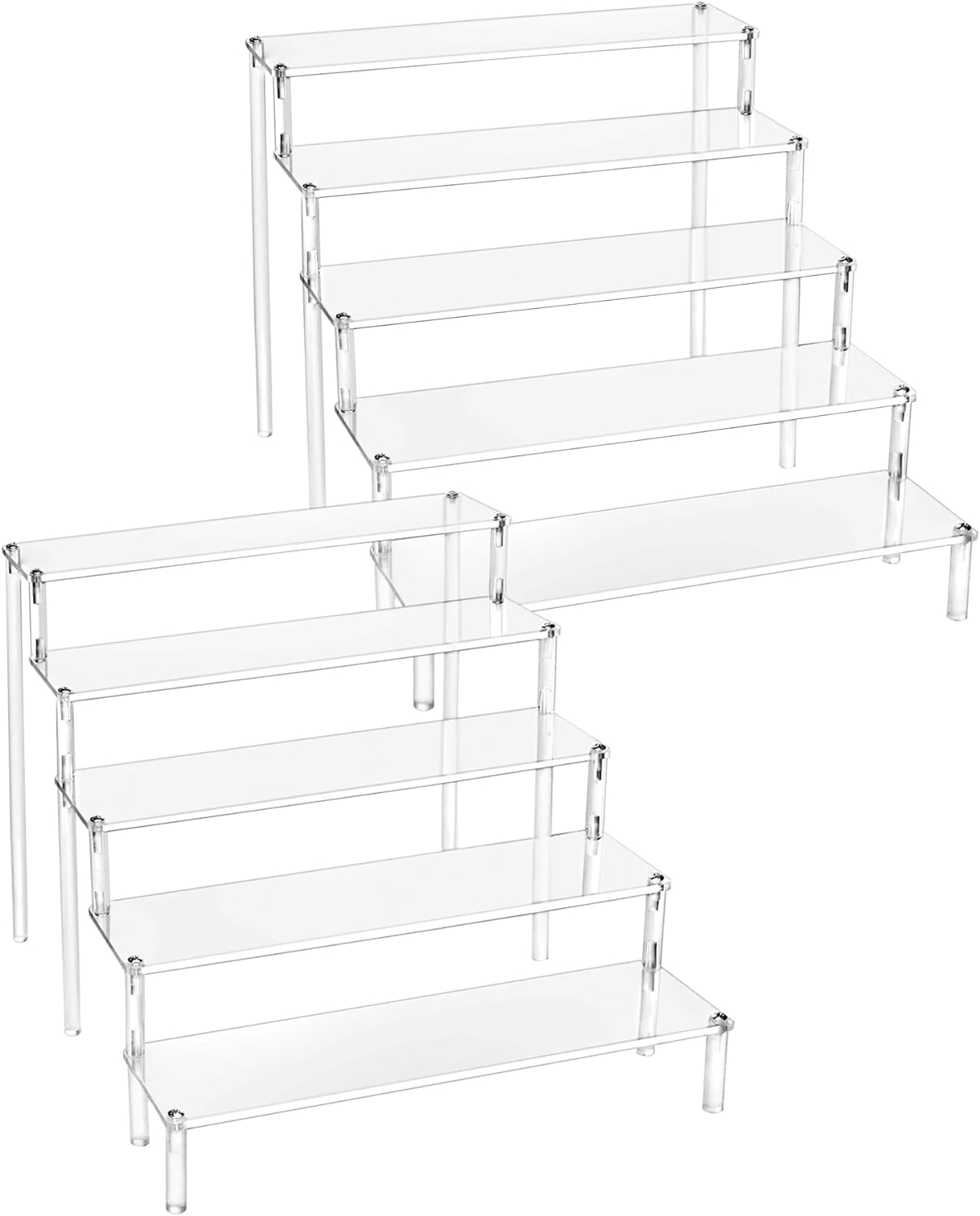 QWORK&reg; 5-Tier Acrylic Display Stand, Transparent Acrylic Display Riser Shelf for Figures, Jewellery, Cupcake, Lipstick, Nail Polish, Spice, 30 X 32 X 25 Cm