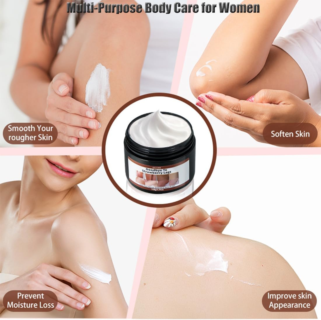 Goodbye to Strawberry Legs Cream-Strawberry Legs Treatment,Ultra Strength Exfoliating Body Lotion Hydrating Chicken Skin Treatment,Keratosis Pilaris Moisturizing Women Men 4.7 Fl Oz (1 Set) image number 6