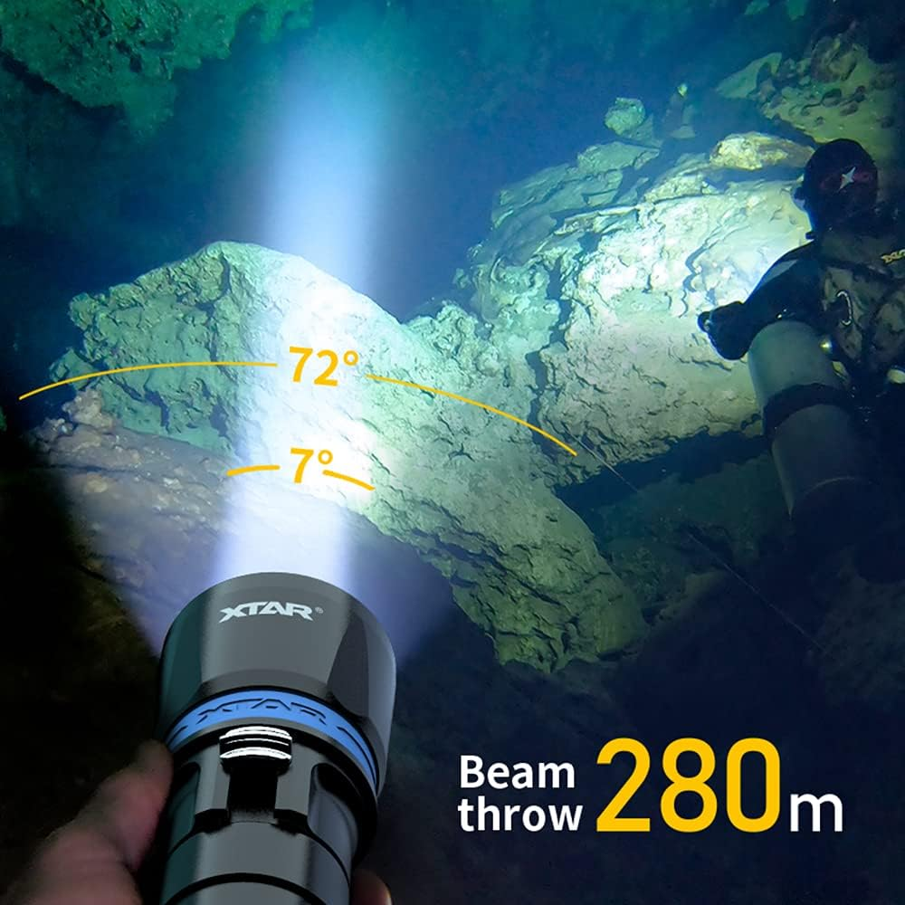 XTAR DS1 Scuba Dive Flashlight,Powerful Spearfishing Diving Torch 1000 Lumens,Magnetic Slide Switch, for Underwater 100 Meters Night Diving Spearfishing Hole Hunting Lobstering image number 2