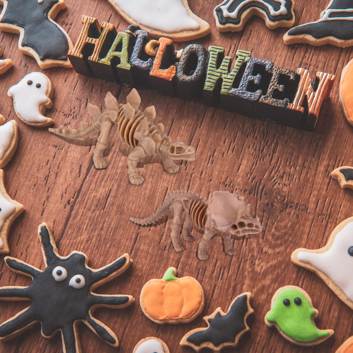 Ciieeo Dinosaur Party Favors 12Pcs Simulation Dinosaur Skeleton Plastic Fossil Skeleton Figure for Halloween Decoration Party Decoration image number 1