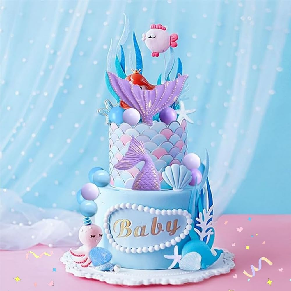 Cake Decoration Birthday Underwater Ocean Cake Ball Cake Birthday Party Accessories Cake Decoration For（Purple） image number 4