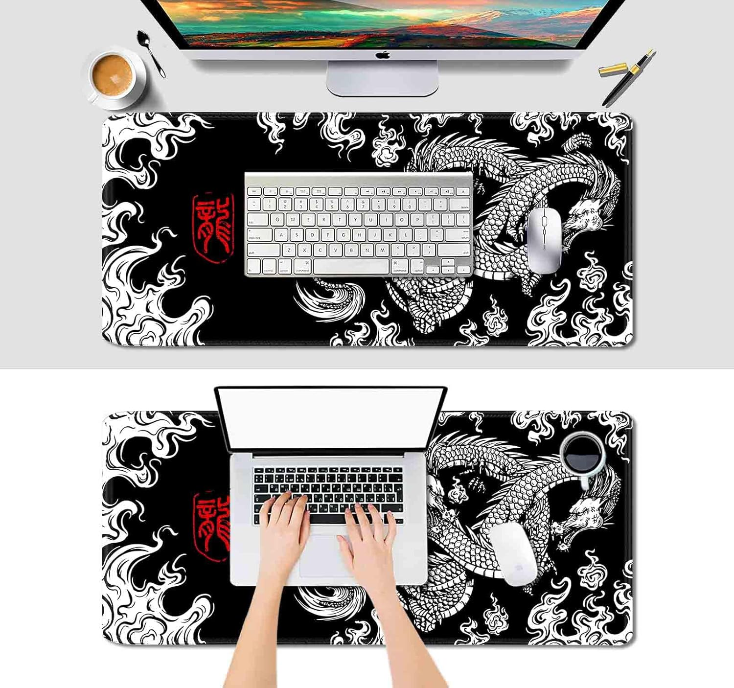 IMAYONDIA Large Mouse Pad XXL (90X40Cm), Non-Slip Gaming Mouse Pad, Extended Rubber Base Long Computer Mouse Pad Desk Keyboard Mat (Dragon XXL-90X40CM) image number 6