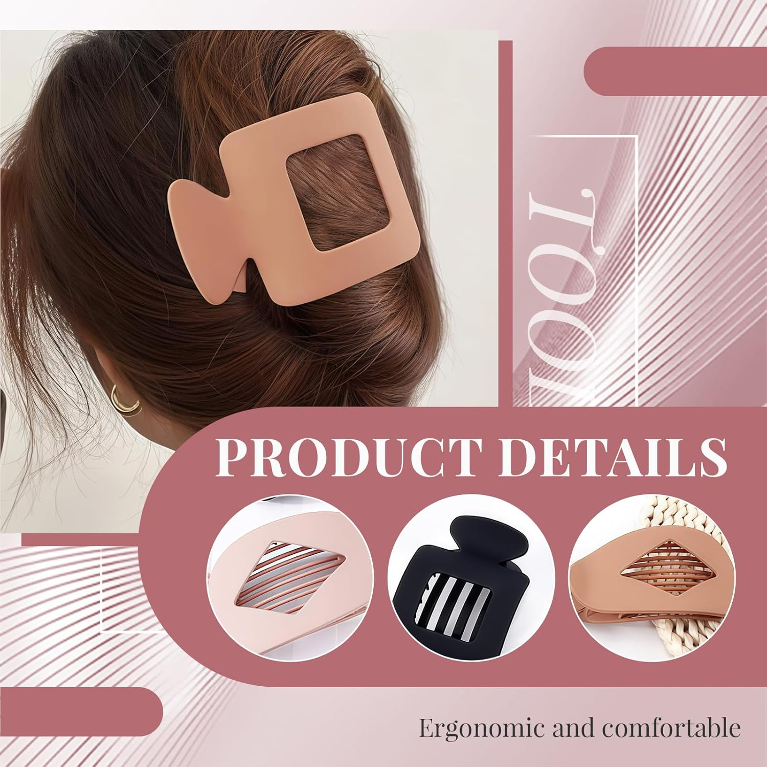 8-Piece Hair Clips Set, Large Duck Beak Hair Clip and Hair Clip, Flat for Women, Girls, Stylists for Driving, Yoga, Work (Neutral Colours) image number 6