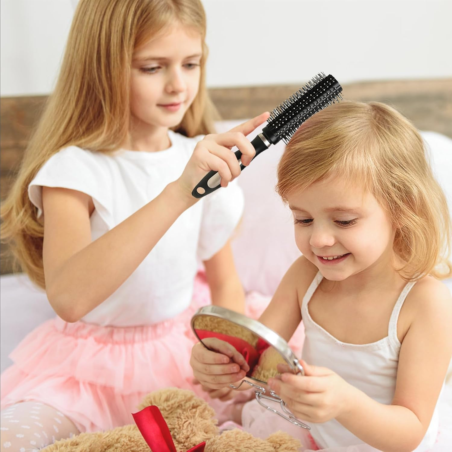 Hair Brush Set, 7-Piece Hair Brush Set, Anti-Static Massage Oval Comb, round Hair Brush, Ventilation Hair Brush, Detangling Brush, Paddle Brush for Women, Men, Children (Black) image number 6