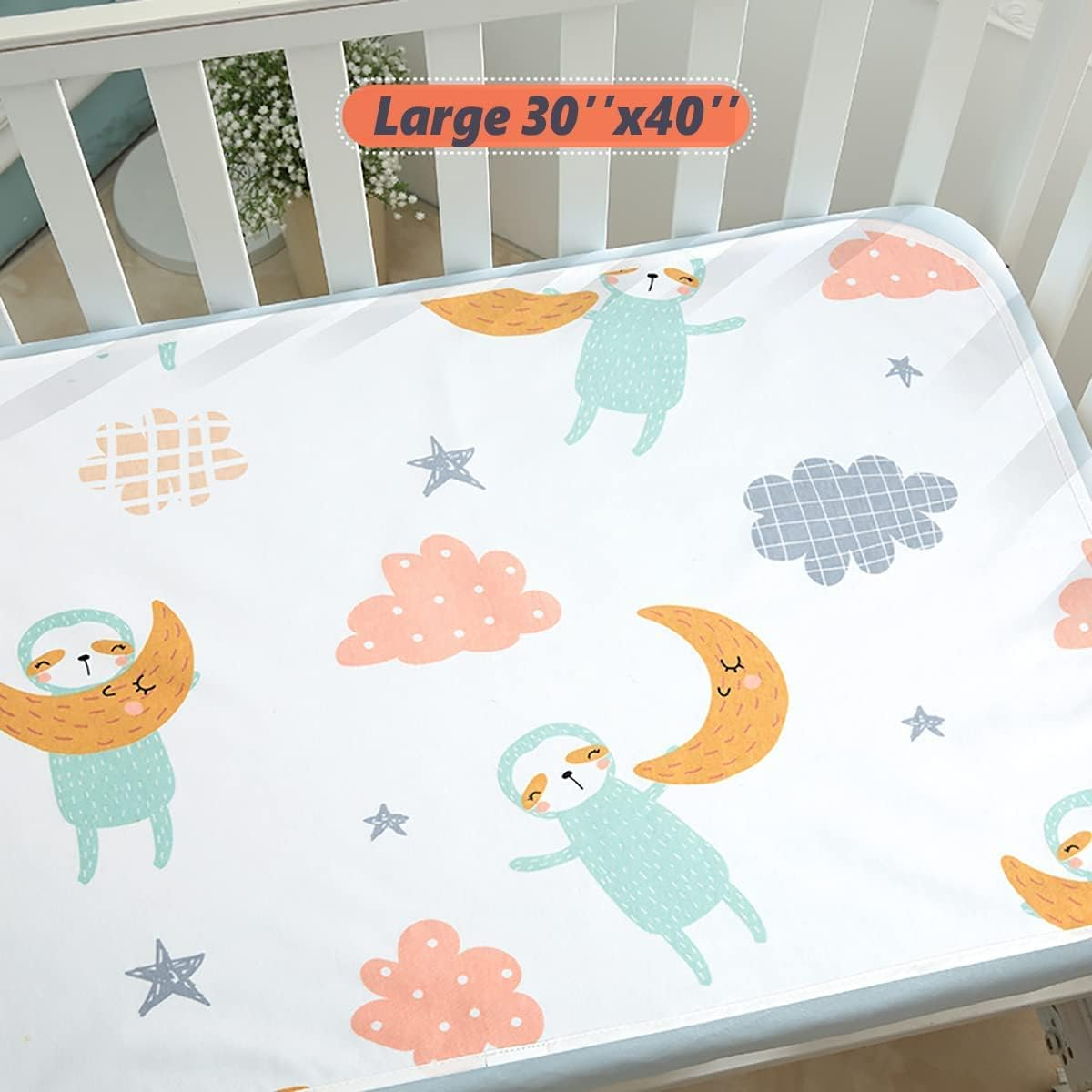 Baby Waterproof Bed Pad Bed Wetting Pads Washable for Kids Toddler Potty Training Pads Baby Wateproof Pad Mat for Pack N Play/Crib/Mini Crib Reusable Incontinence Underpads for Kids/Adult/Pets