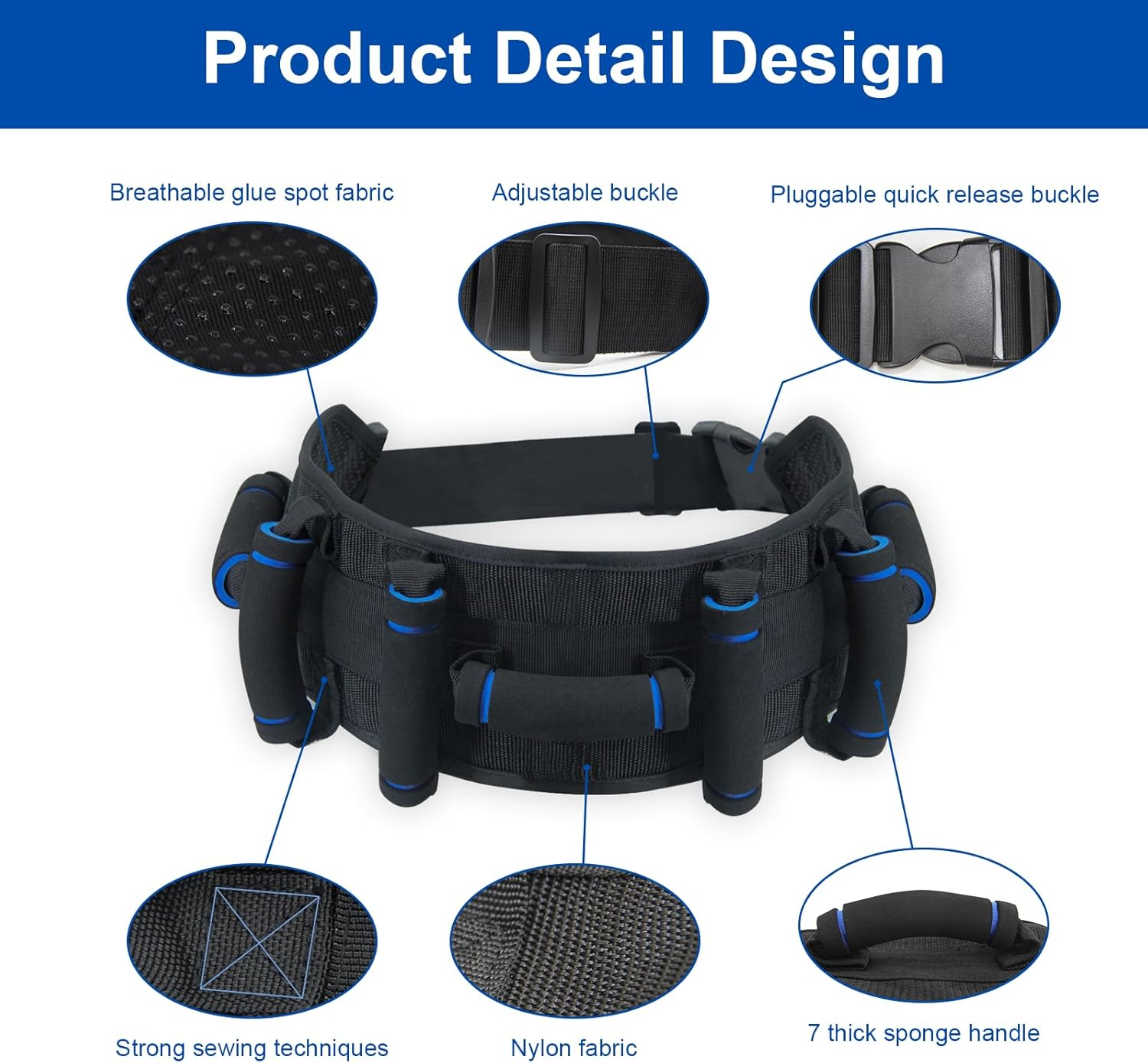 Gait Belts Transfer Belt for Seniors with Handles, Gate Belts Medical for Elderly, Gait Belts for Seniors, Lift Belts Quick Release Buckle, Medical Nursing Safety Belt Patient Assist