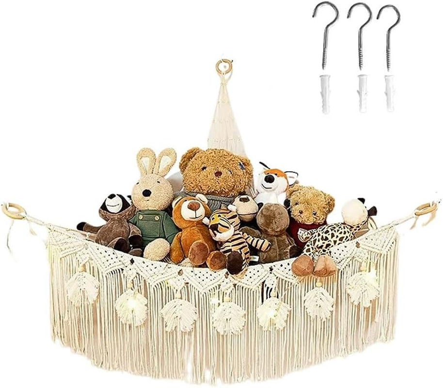 LMSNE 1 Pack Toy Hammock, Hammock for Room Decor,Corner Hanging Organizer for Soft Toys Storage.