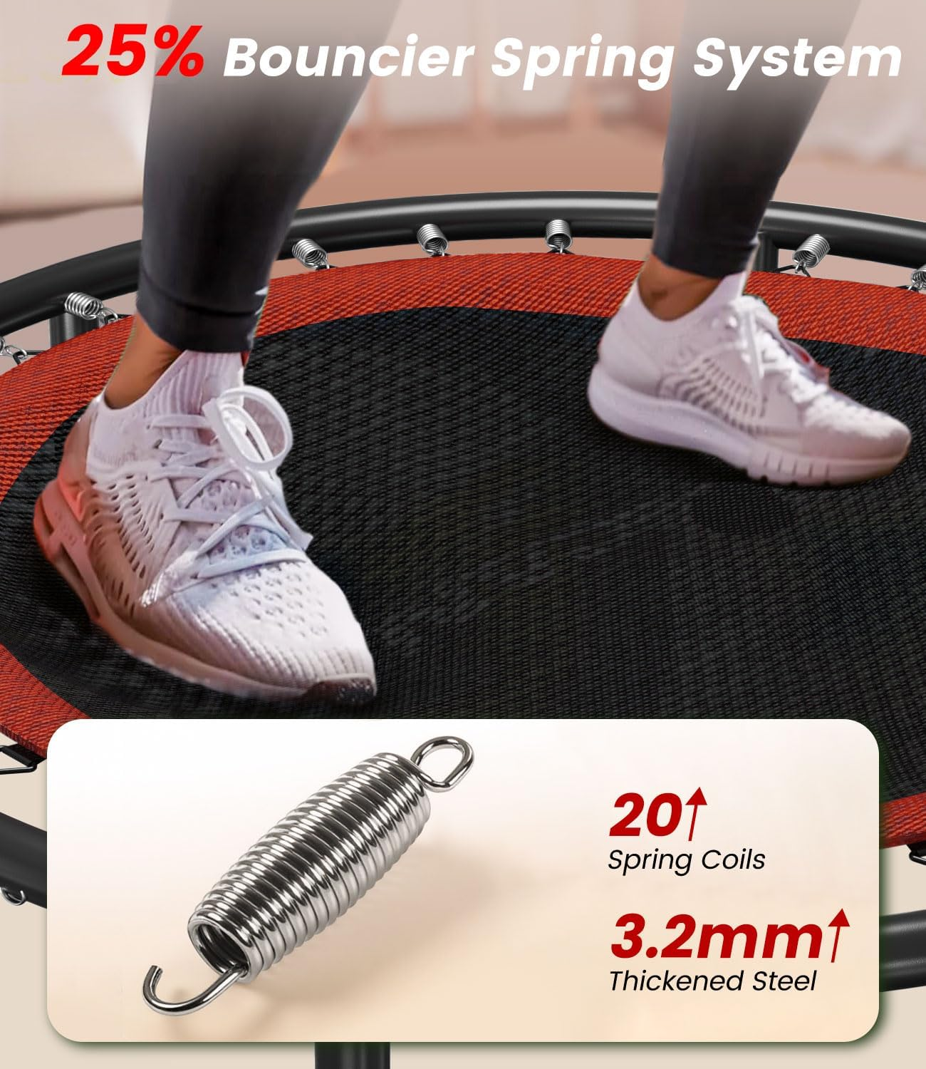 Mini Trampoline for Kids Adults - 48" Foldable Fitness Rebounder Mini Trampolines image number 5