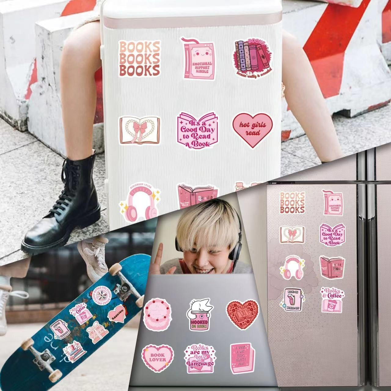 Bookish Stickers,Book Stickers for Kindle, Reading Themed Decorative Stickers, Book Lover Collection, Aesthetic Kindle Decals (Pink 120 Pcs) image number 3