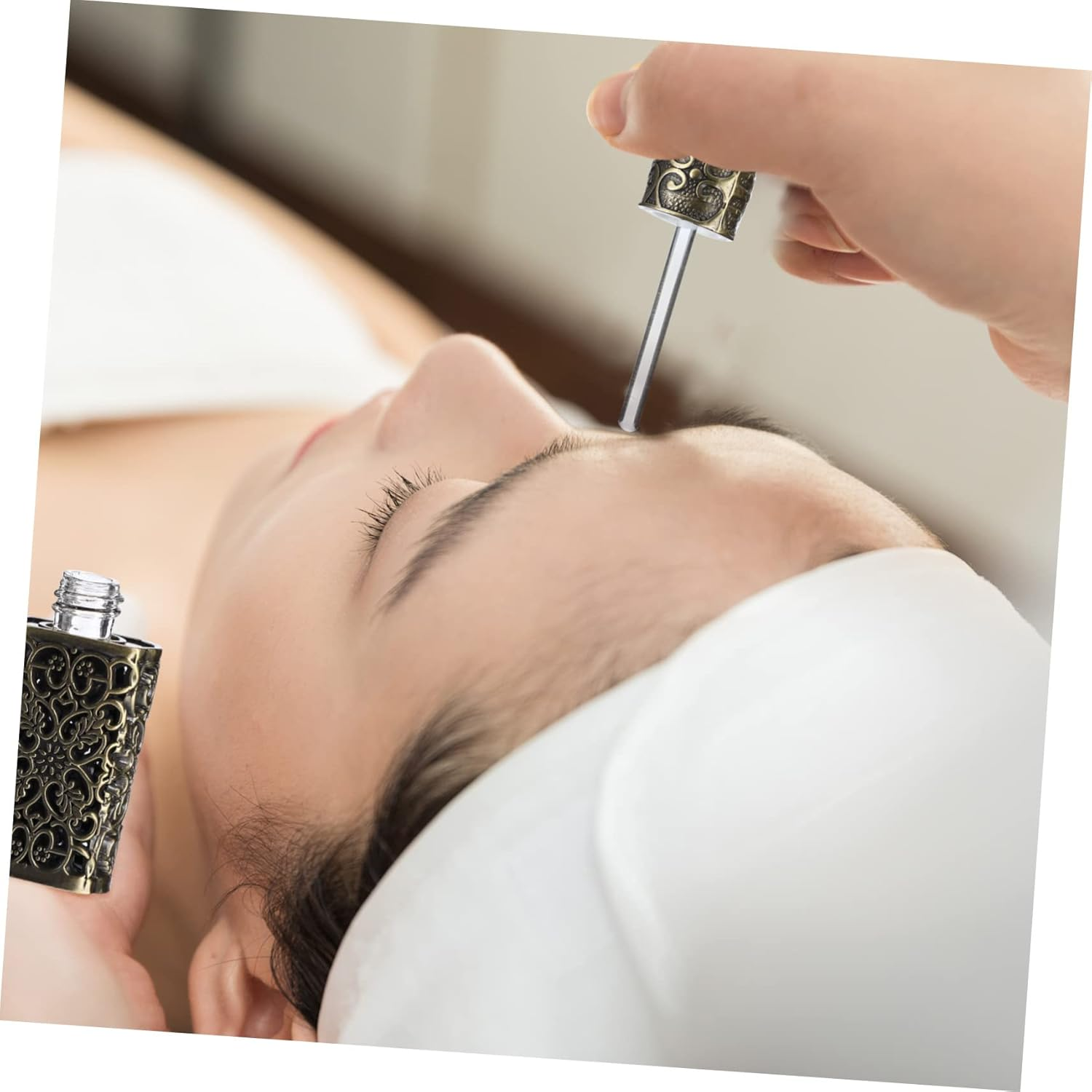 3Pcs Hollow Engraved Essential Oil Bottle Vintage Decorative Perfume Dispenser for Travel Camping Aromatherapy and Diy Crafts Leak Design for Easy Use image number 4