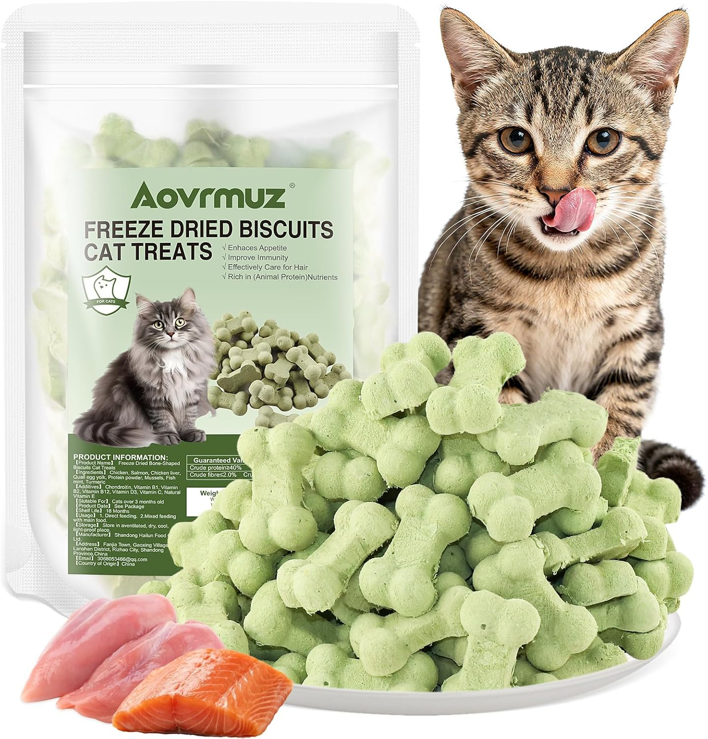 Salmon Freeze Dried Cat Dog Treats 200G Chicken Healthy Food Topper Bone-Shaped Biscuit Snacks image number 3