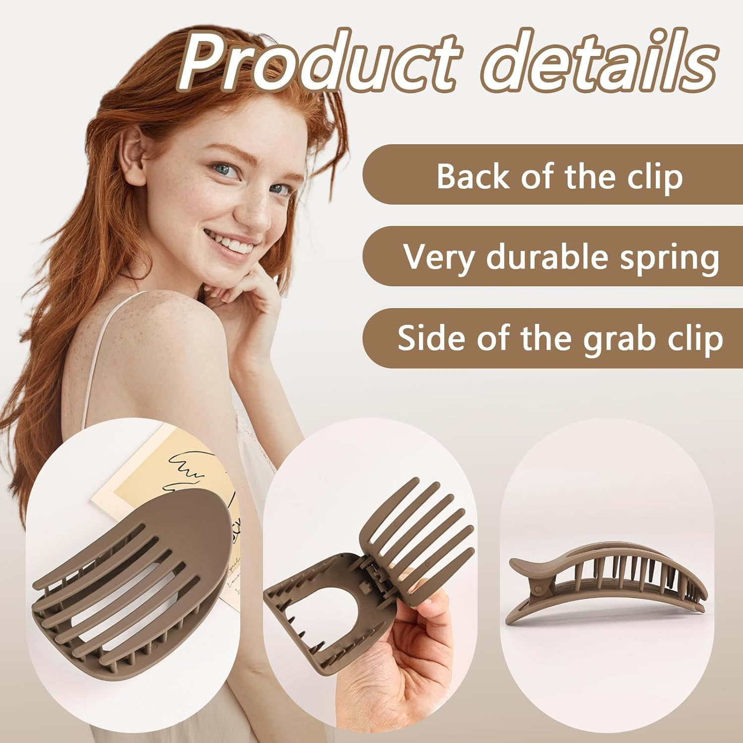 Tenalucy Set of 4 Hair Clips, Matte Hair Clips, Women'S Hair Claw Clips, Non-Slip Hair Clips for Women, French Hair Clips Set, Strong Hold, Plastic, French, Double Row Teeth (4 Colours) image number 6