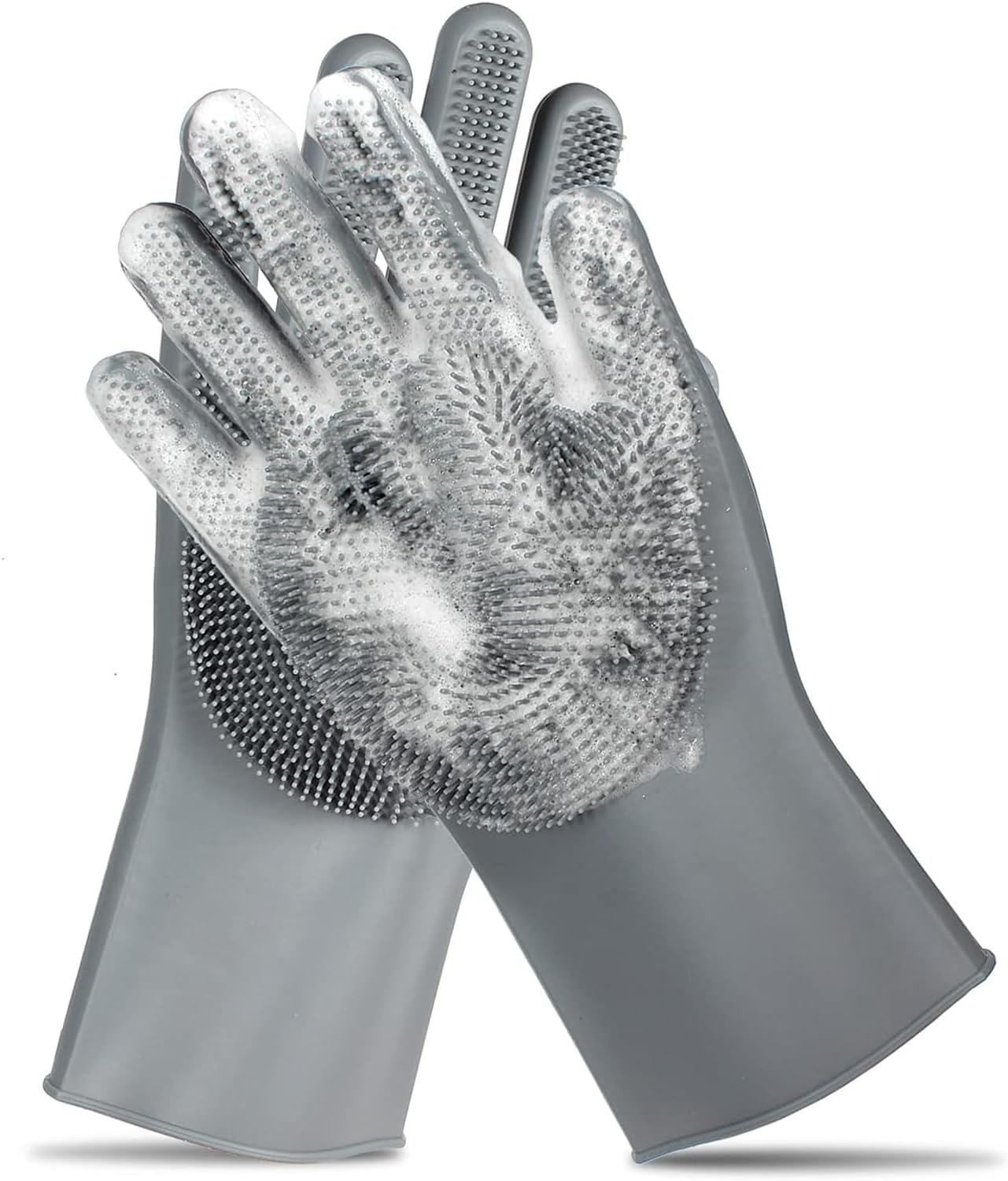 Mumoo Bear Pet Grooming Gloves - Heat Resistant Silicone Gloves with High-Density Teeth, Enhanced Five Finger Design for Bathing and Massaging Dogs and Cats image number 3