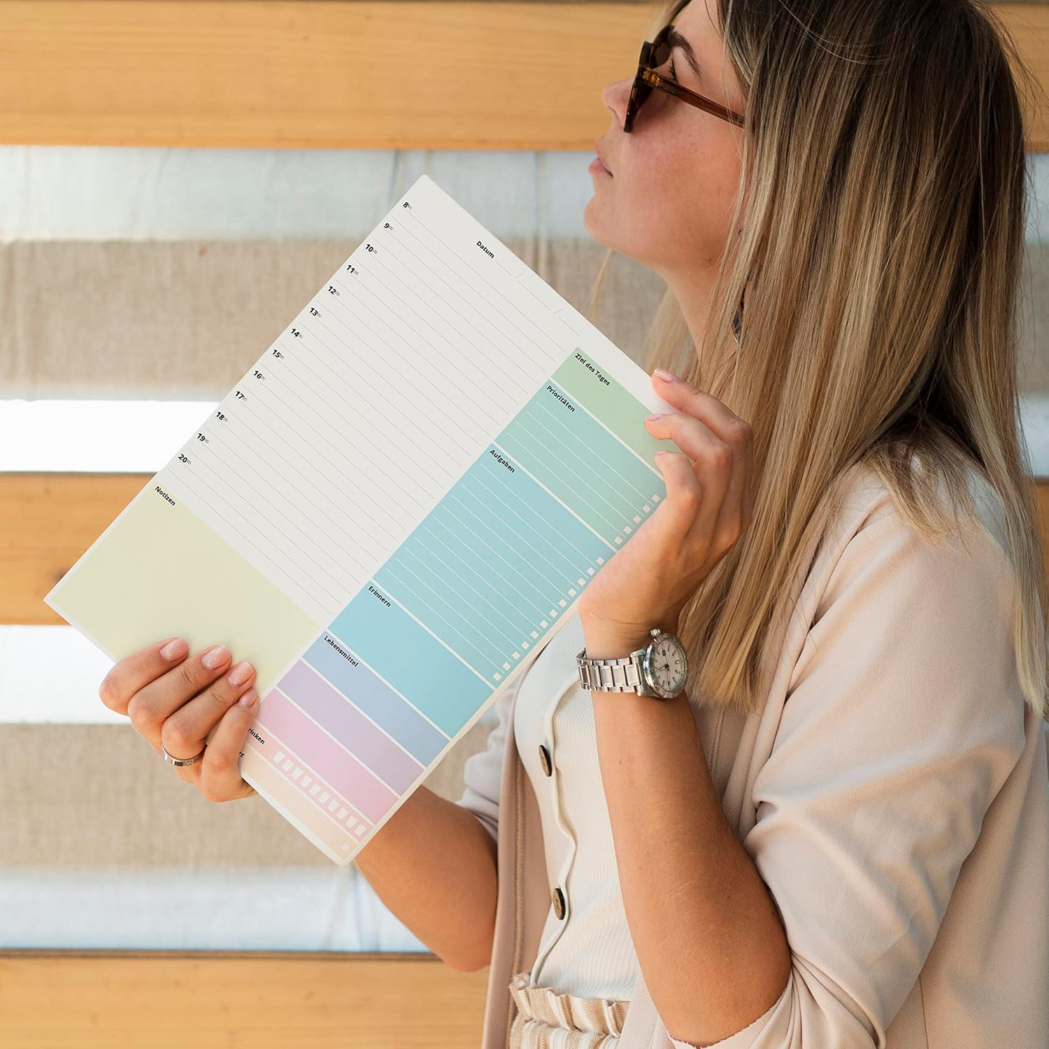 PACKLIST&reg; Daily Planner Pad A4, Time Management Planner - 52 Pages Productivity Planner for Tasks, Goal of the Day, Priorities, Reminders, Food, Drinking, Sports & Notes for Home & Office image number 1