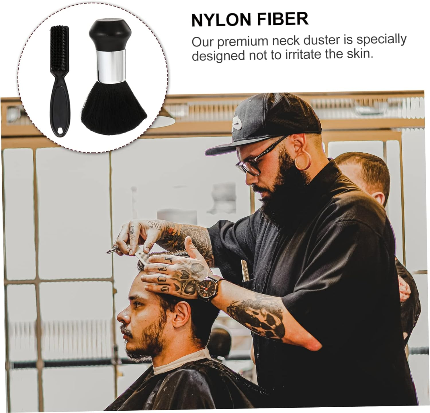 FRCOLOR 4Pcs Salon Neck Duster Brush Professional Hair Cleaning Brush for Barbershop Soft Material Multi-Functional Hairdressing Tool for Dust Removal and Styling image number 4