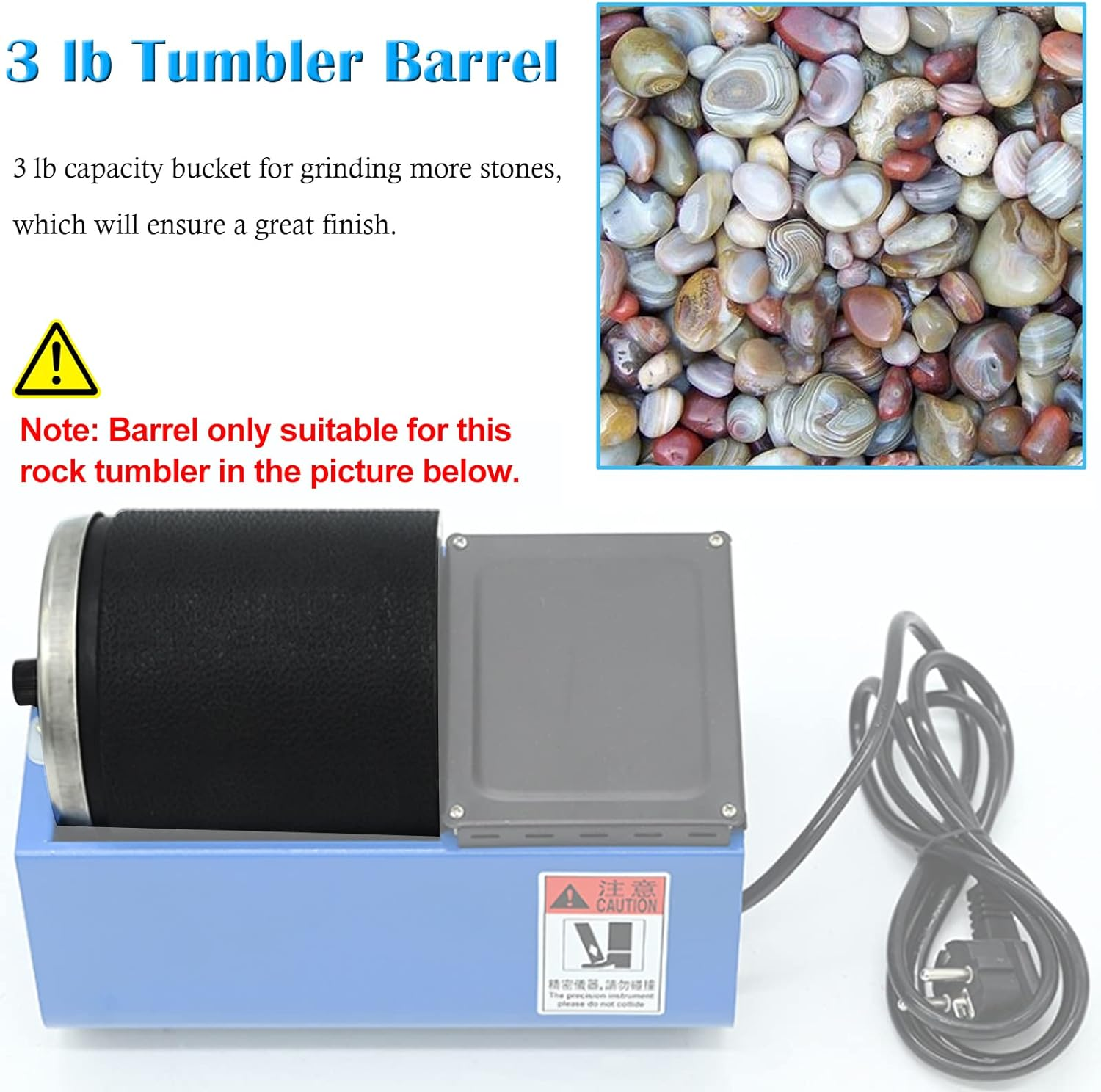 Dpwrrot 3Lb Replacement Barrel for Rock Tumbler, Spare Parts-Transparent Barrel for Rock Tumbler (Hobby Barrel) image number 2