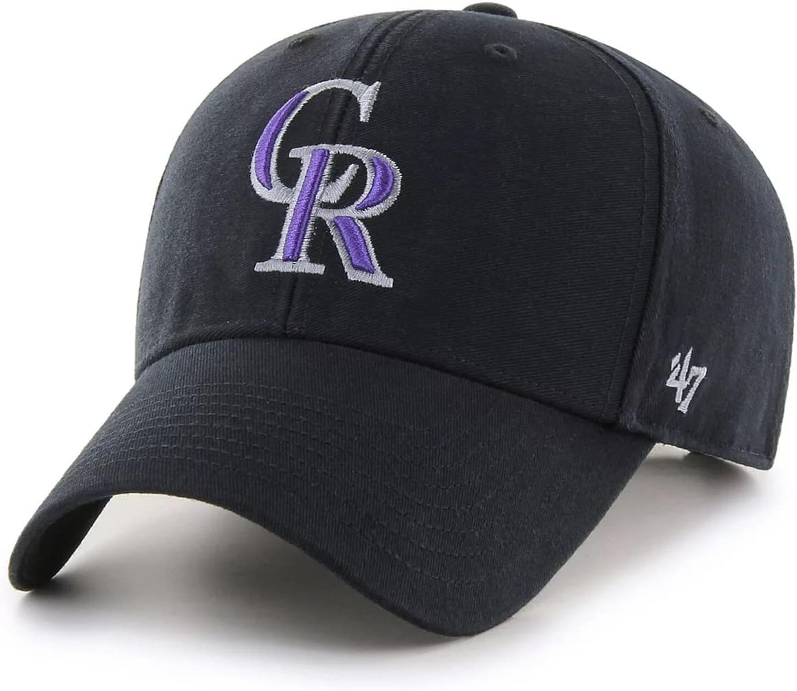 47 MLB Team Color Legend MVP Adjustable Hat, Adult One Size Fits All (Colorado Rockies Black), Black
