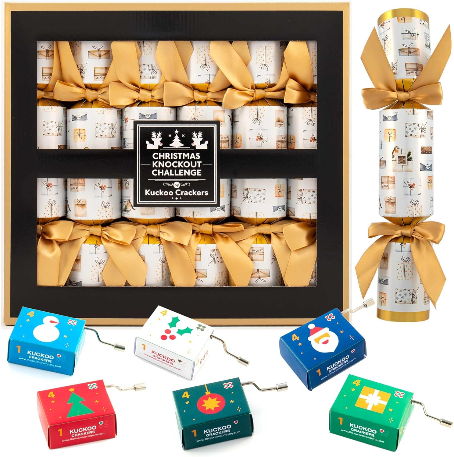 Kuckoo Crackers - 6 X 13-Inch Knock Out Game Christmas Crackers image number 3