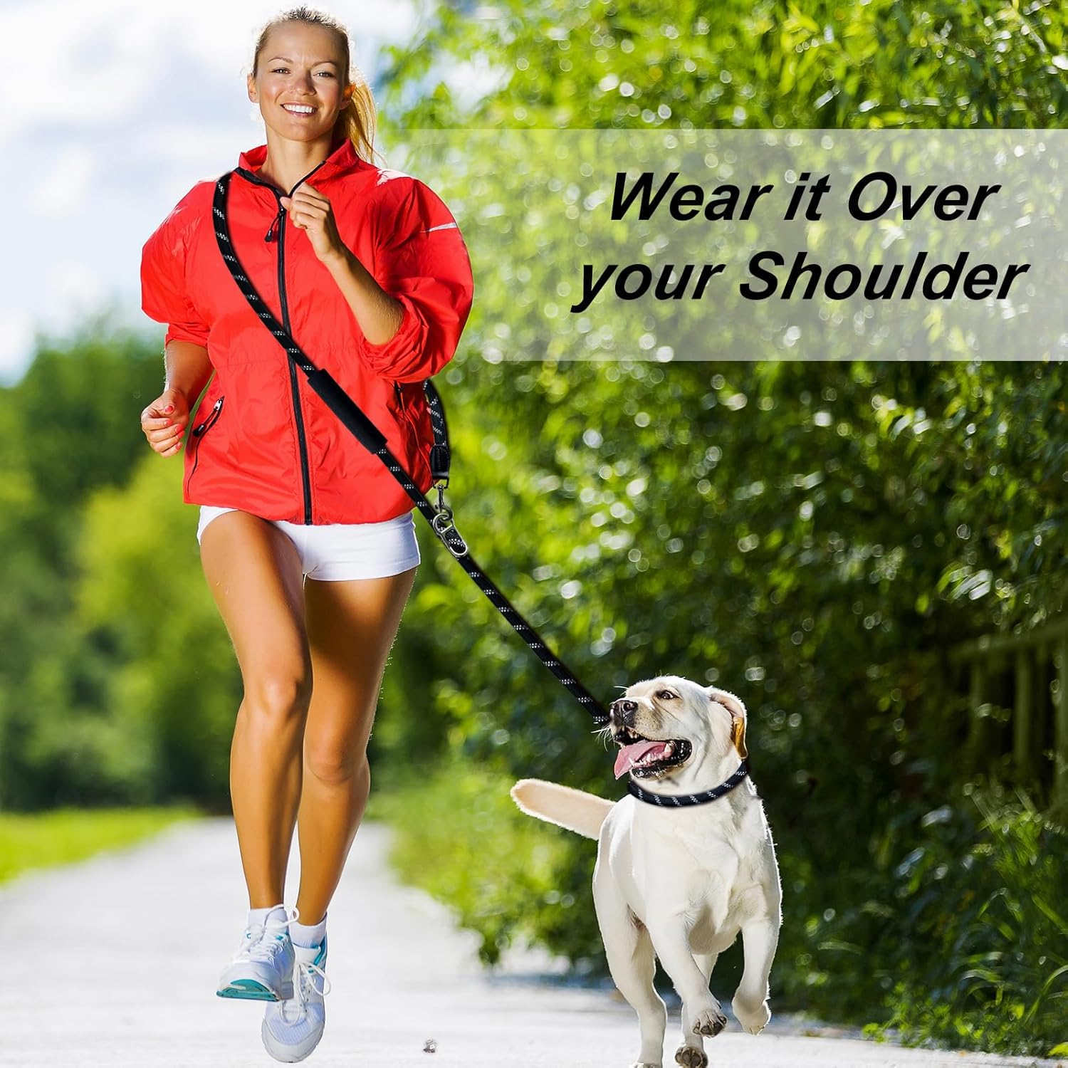 Hands Free Dog Leash, 10FT Adjustable Dog Training Leash 1/2 Inch Nylon Heavy Duty Lead No Pull for Large Medium Dogs, Tangle Free Reflective Waist Leash for Dog Walking Running image number 3