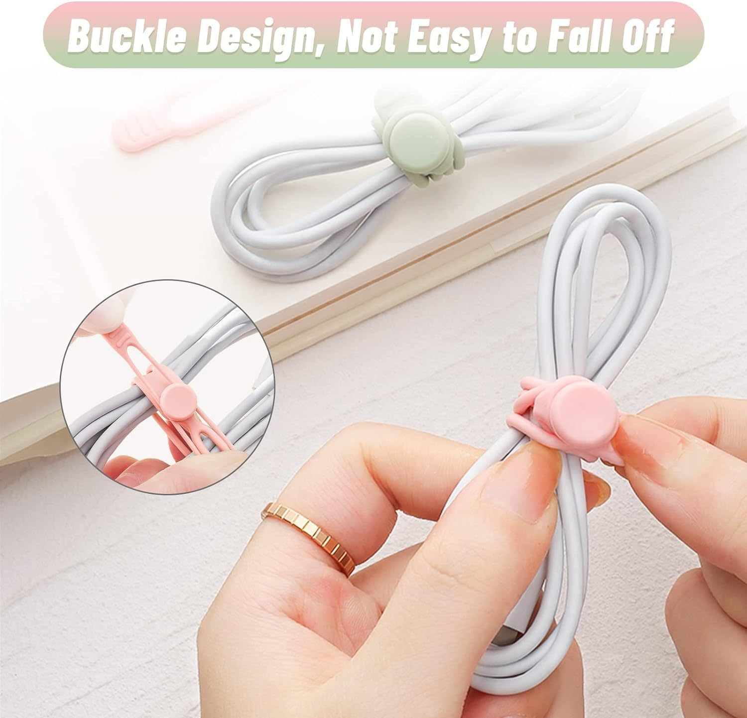 36Pcs Silicone Cable Straps Wire Organizer for Earphone, Phone Charger, Mouse, Audio, Computer, Reusable Cable Ties Cord Organizer(6Colors) image number 5