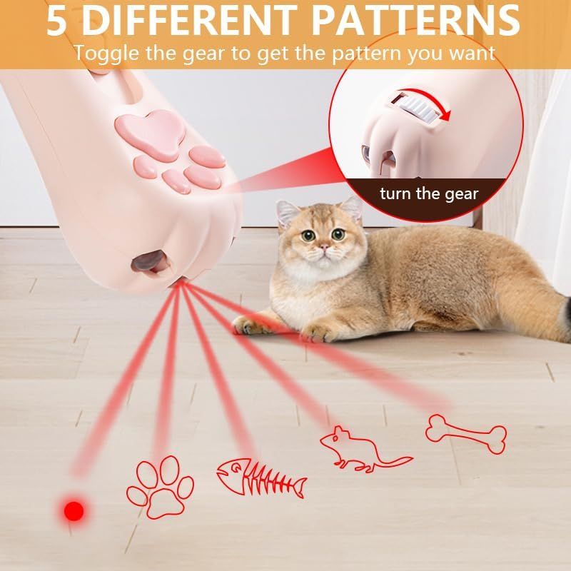 Vekol Cat Laser Toy, LED Pointer Interactive Toys Indoor Cats Dogs Laser, Long Range 5 Modes Laser Projection Playpen USB Rechargeable for Kitten Outdoor Pet Chasing Exercise (Pink) image number 2