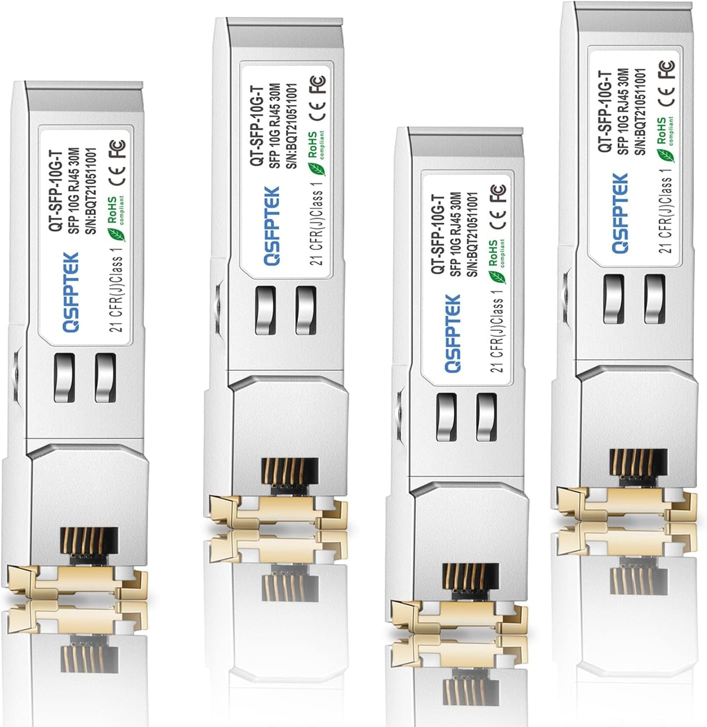 4Pack 10GBASE-T Module, SFP+ to RJ45 Copper Mini-Gbic Transceiver for Cisco SFP-10G-T-S, Ubiquiti UF-RJ45-10G , Netgear, Mikrotik, D-Link, Supermicro, Linksys, CAT6A/CAT7, up to 30M image number 2