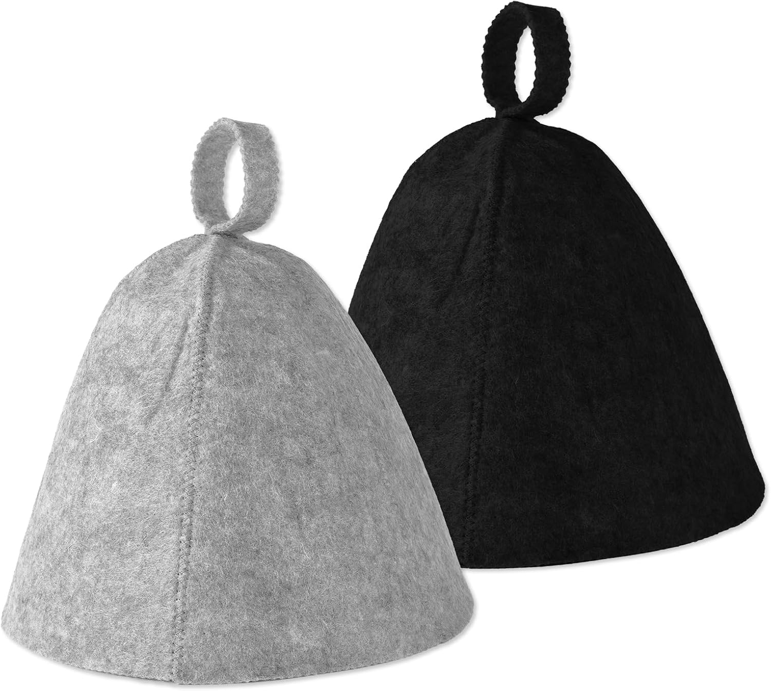 Lasuroa 2Pcs Sauna Hats, Felted Sauna Hat Banya Sauna Cap Steam Russian Sauna Cap Felt Sauna Hat Set Steam Bath Shower Sauna Accessories Universal for Women Men (Grey)