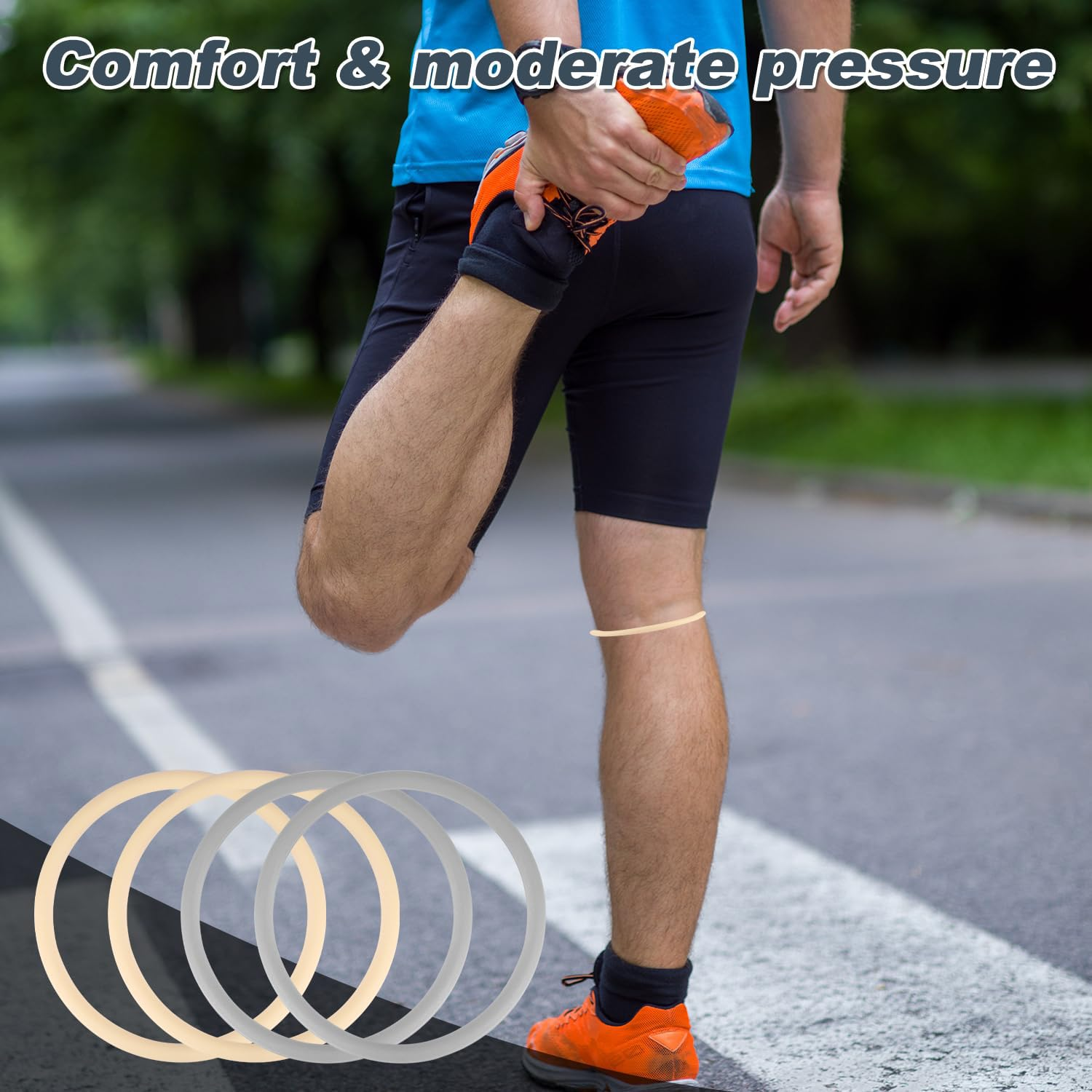 4 Pcs Knee Patella Support Straps, Silicone Knee Band for Pain Relief, Flexible Patellar Stabilizer for Running, Basketball & Sports - Men & Women image number 5