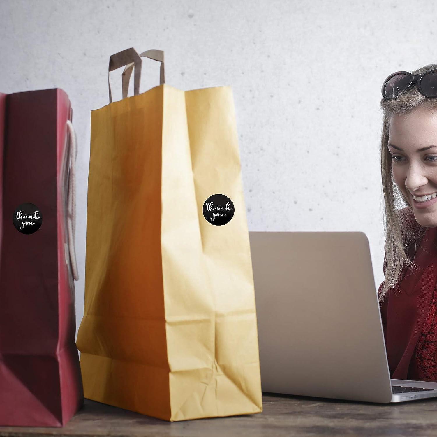 Thank You Stickers Small Business - 1.5&rdquo; round Labels &ndash;Stickers Roll with Gold Font Thank You - Waterproof Packaging for Business Boutiques Retailers for Crafters & Online Sales &ndash; 500 Label Roll image number 2