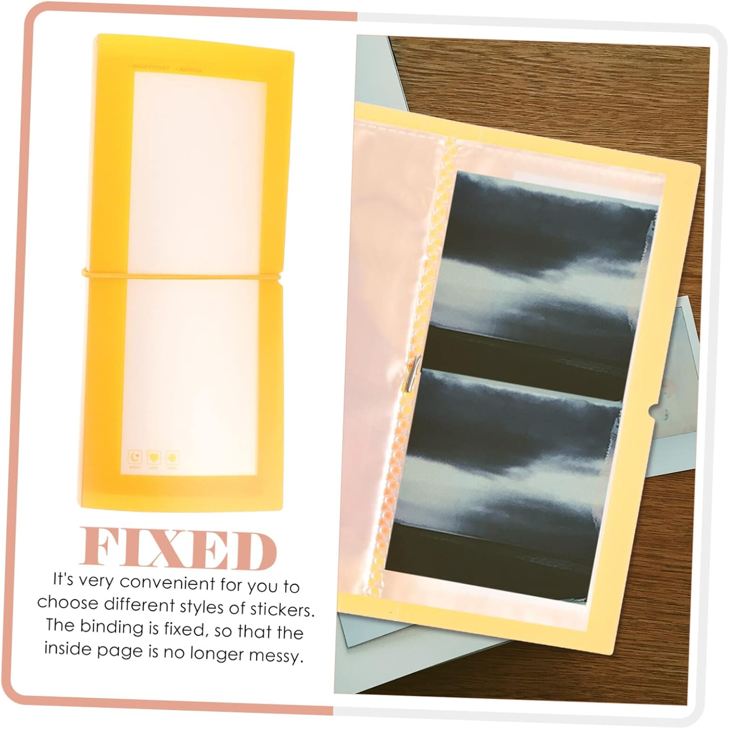 TEHAUX 2Pcs Sticker Collecting Album for Organizing Stickers Tickets Stamps Large Capacity Book Macaron Colors Yellow for Students and Enthusiasts image number 6