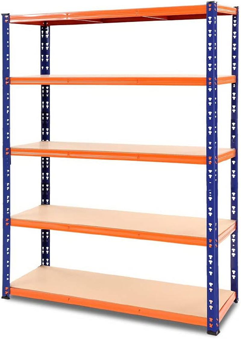 Giantz 1.8M X 1.2M Garage Shelving, Warehouse Racking System Rack Storage Shelves Industrial Commercial Organize Capacity, 5 Steel Metal Adjustable 1000KG Assembly Easy Orange&Blue image number 2