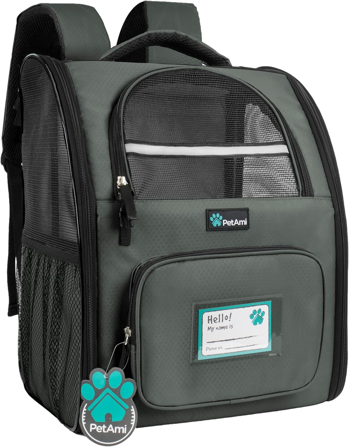 Petami Deluxe Pet Carrier Backpack for Small Cats and Dogs, Puppies | Ventilated Design, Two-Sided Entry, Safety Features and Cushion Back Support | for Travel, Hiking, Outdoor Use (Black)