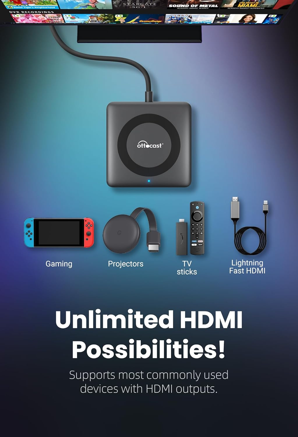 OTTOCAST Cartv Mate Max & Wireless Carplay Adapter & Wireless Android Auto Adapter for Apple Iphone Android Phone 3 in 1, Convert Car Screen to TV, Watching Videos Movies on Car Screen from TV Stick image number 5