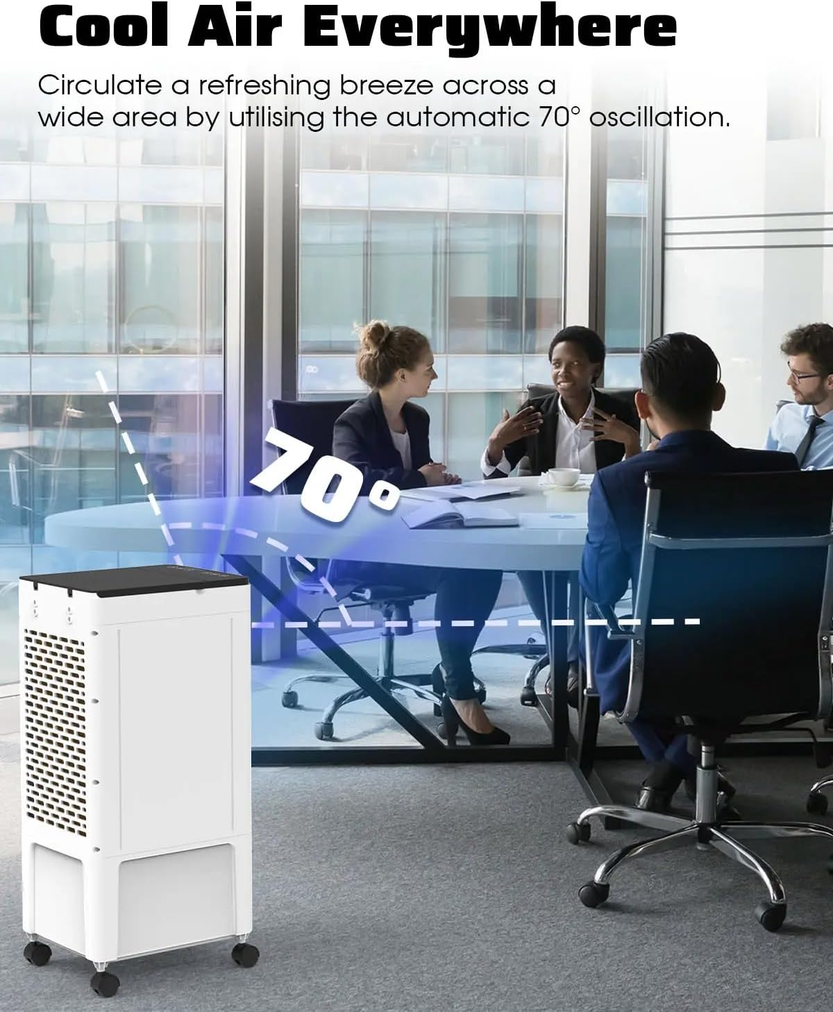 YOPOWER Evaporative Air Cooler, 3 in 1 Air Cooling Fan with 8L Water Tank, 4 Ice Packs, 3 Speeds, 12H Timer for Rooms Home Bedroom Office image number 1