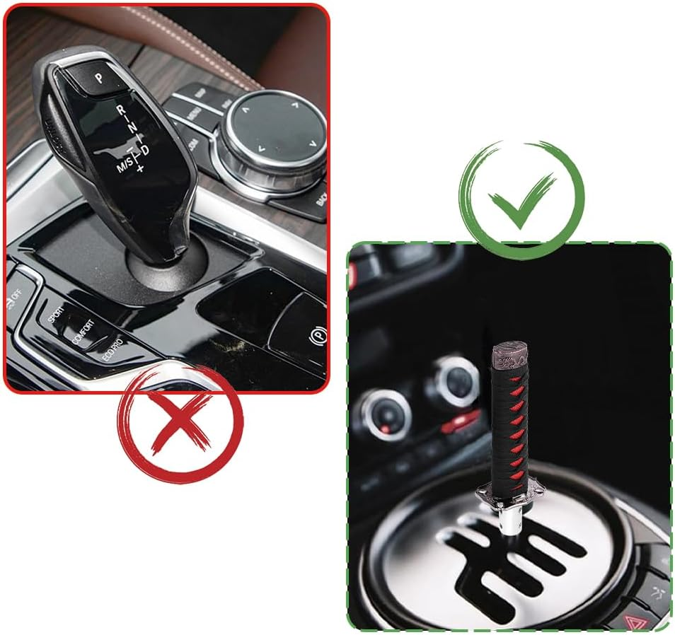 Katana Sword Shift Knob，Samurai Catchers Gear Shifter Stick Universal Automobile Spare Part Grip Speed Handle Lever Cover Kit with Adapter Manual Automatic Transmission Racing Car Truck Vehicle image number 3