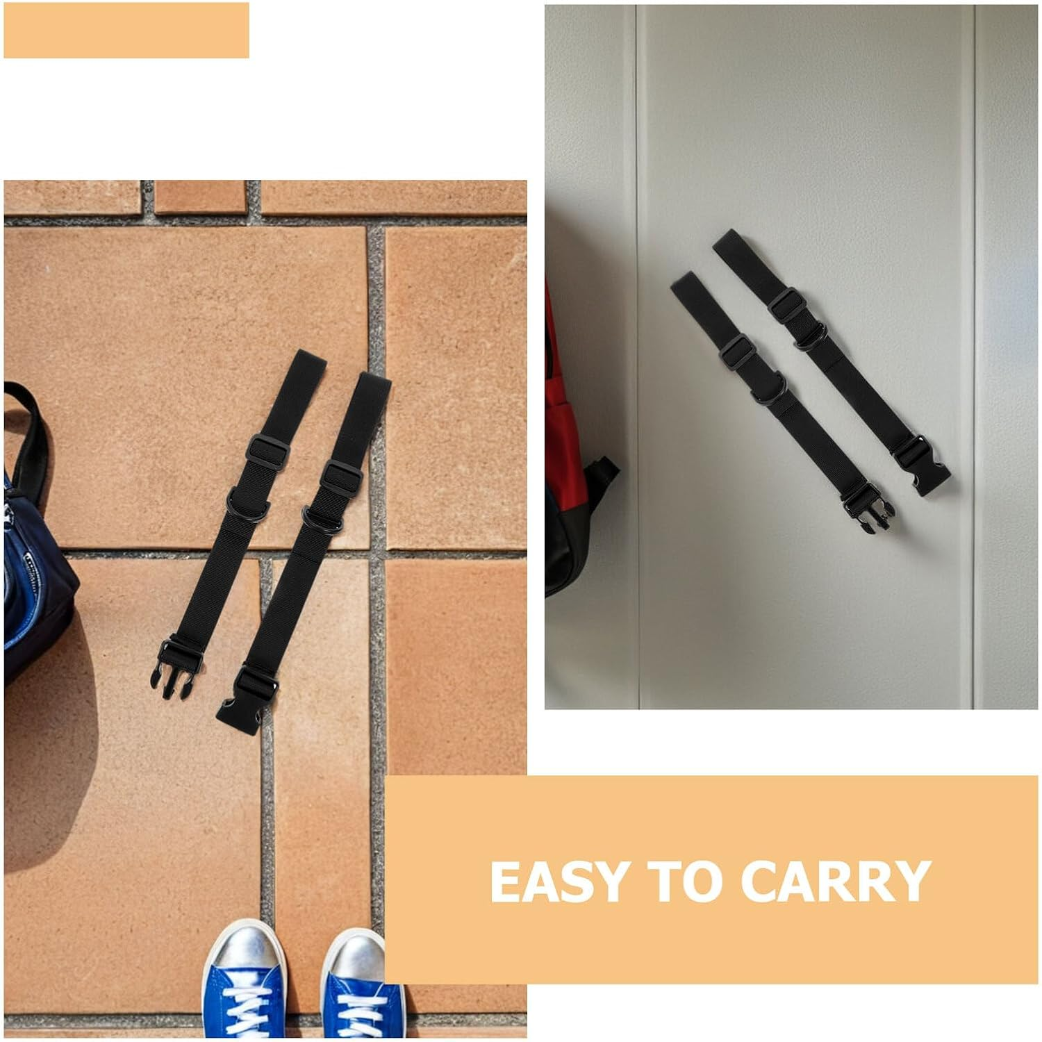 FUNOMOCYA 5Pcs Adjustable Luggage Straps Quick Release Plastic Buckle, Multi-Functional Utility Bundle Straps for Securing Suitcases, Yoga Mats, Backpacks and Camping Gear, Black