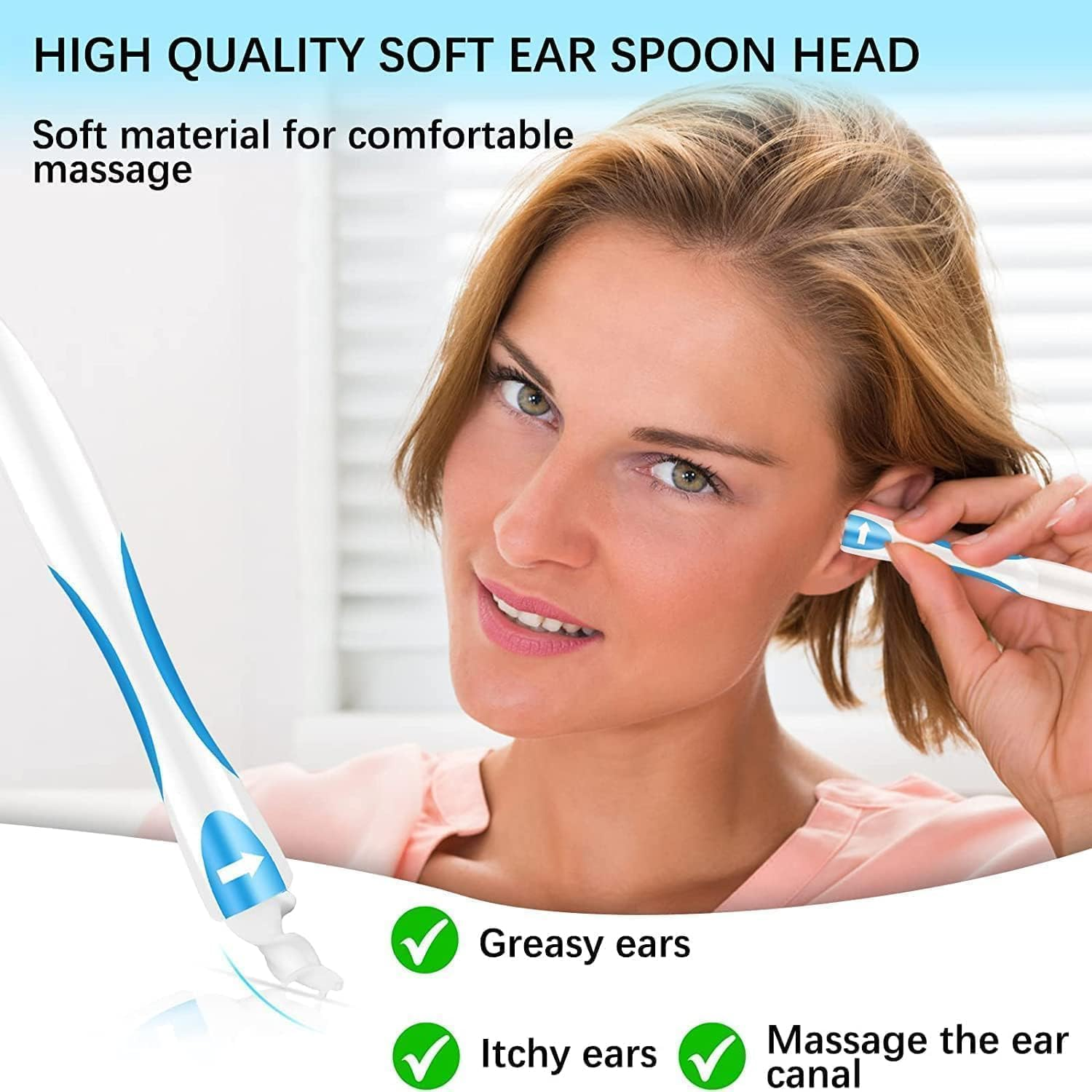 Qgrips Earwax Removal-Spiral Ear Wax Removal Tool, Reusable Earwax Removal Kit Safe Ear Cleaner with 16 Pcs Soft and Flexible Replaceme Blue image number 4