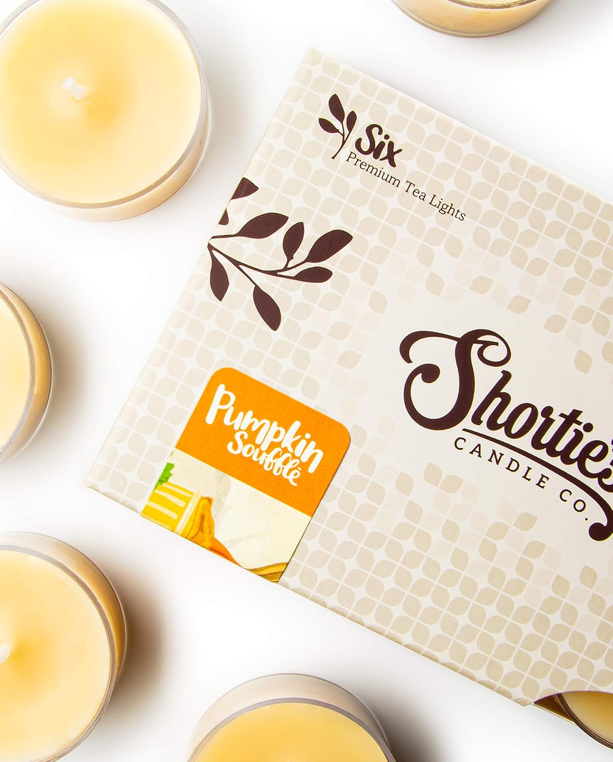 Pumpkin Souffle Beige Tea Light Candles 6 Pack - Highly Scented, Hand Poured, Clean Burning - Clear Container for Beautiful Candlelight - Bakery Tealights Collection image number 6