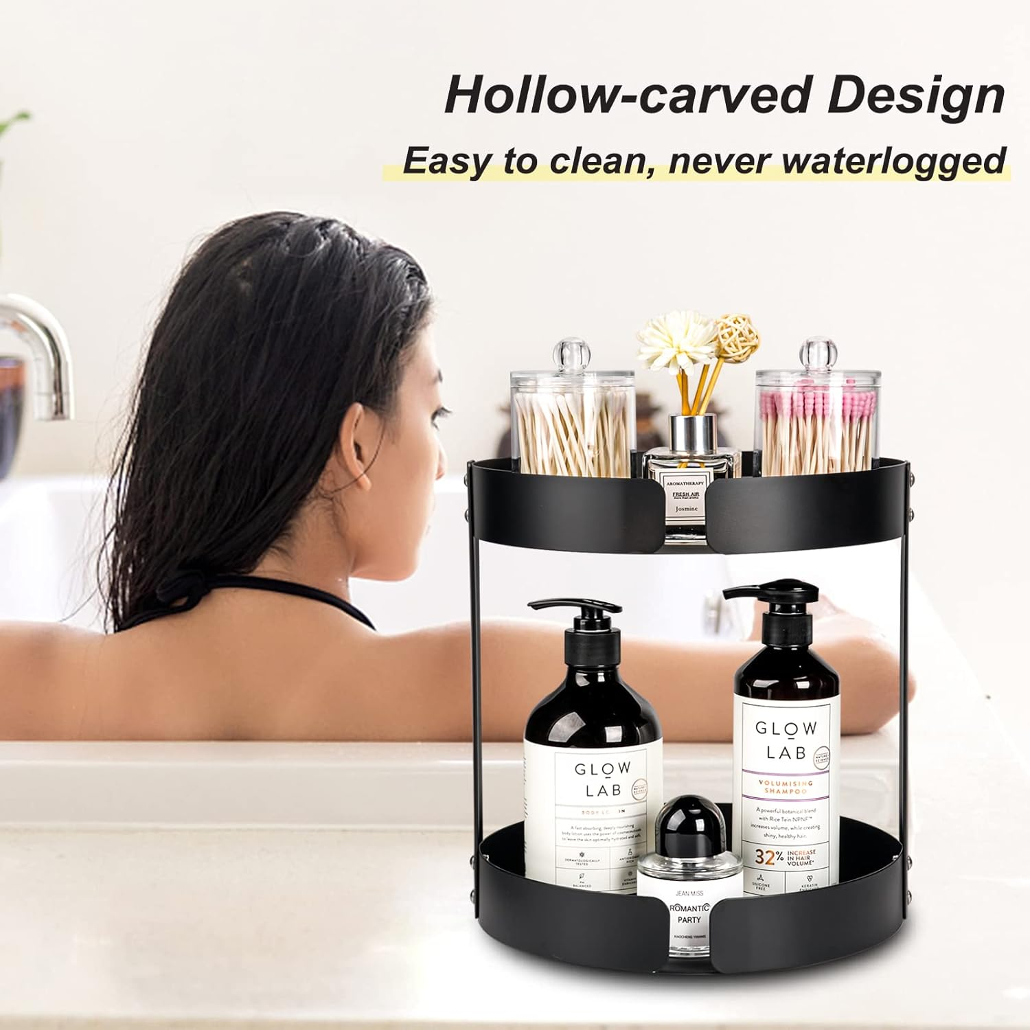 2 Tier Bathroom Countertop Organizer, Stainless Steel Sink Storage Shelf, Waterproof and Rustproof, Premium Counter Rack Vanity Tray with Non-Slip Mat for Perfume, Makeup, Coffee