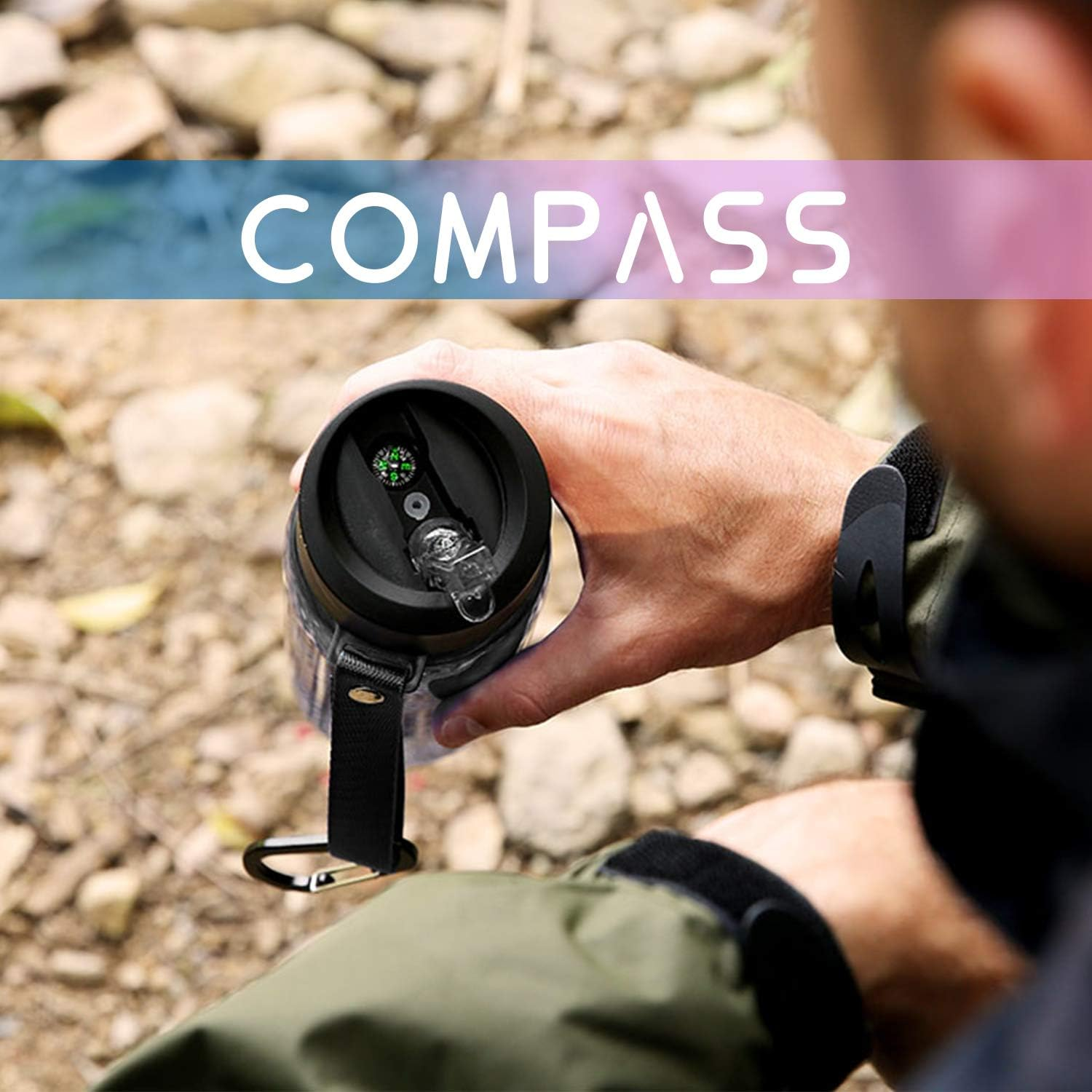 Survimate Filtered Water Bottle, BPA Free Tumblers with 4-Stage Intergrated Filter Straw for Camping, Hiking, Backpacking and Travel - Black Blue image number 4