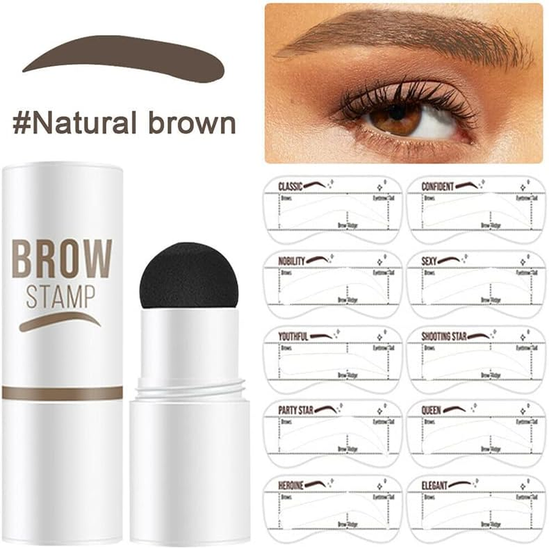 AIMALL Waterproof Eyebrow Shaping Kit with One-Step Brow Stamp, 10 Stencils, and Brush &ndash; Perfect Brow Makeup Set for Natural, Symmetrical Brows image number 4