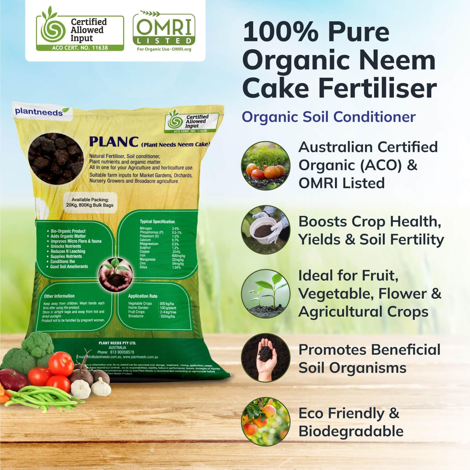 Plant Needs Neem Cake 20 Kg I 100% Organic Neem Cake I Australian Certified Organic I USDA OMRI Registered I Organic Soil Conditioner and Ameliorate (Powder) image number 3