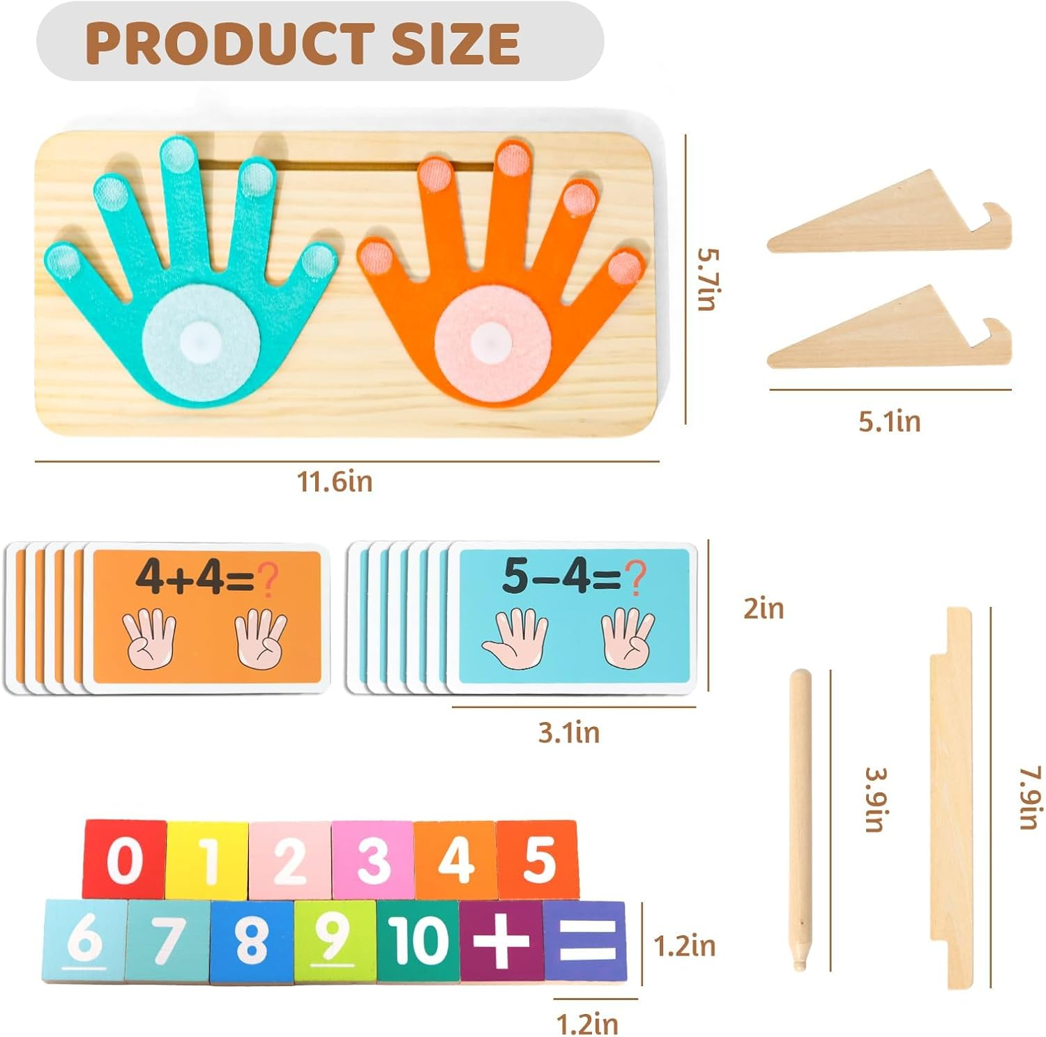 Montessori Preschool Educational Math Manipulatives Number Counting Blocks Toys for Kids Toddlers